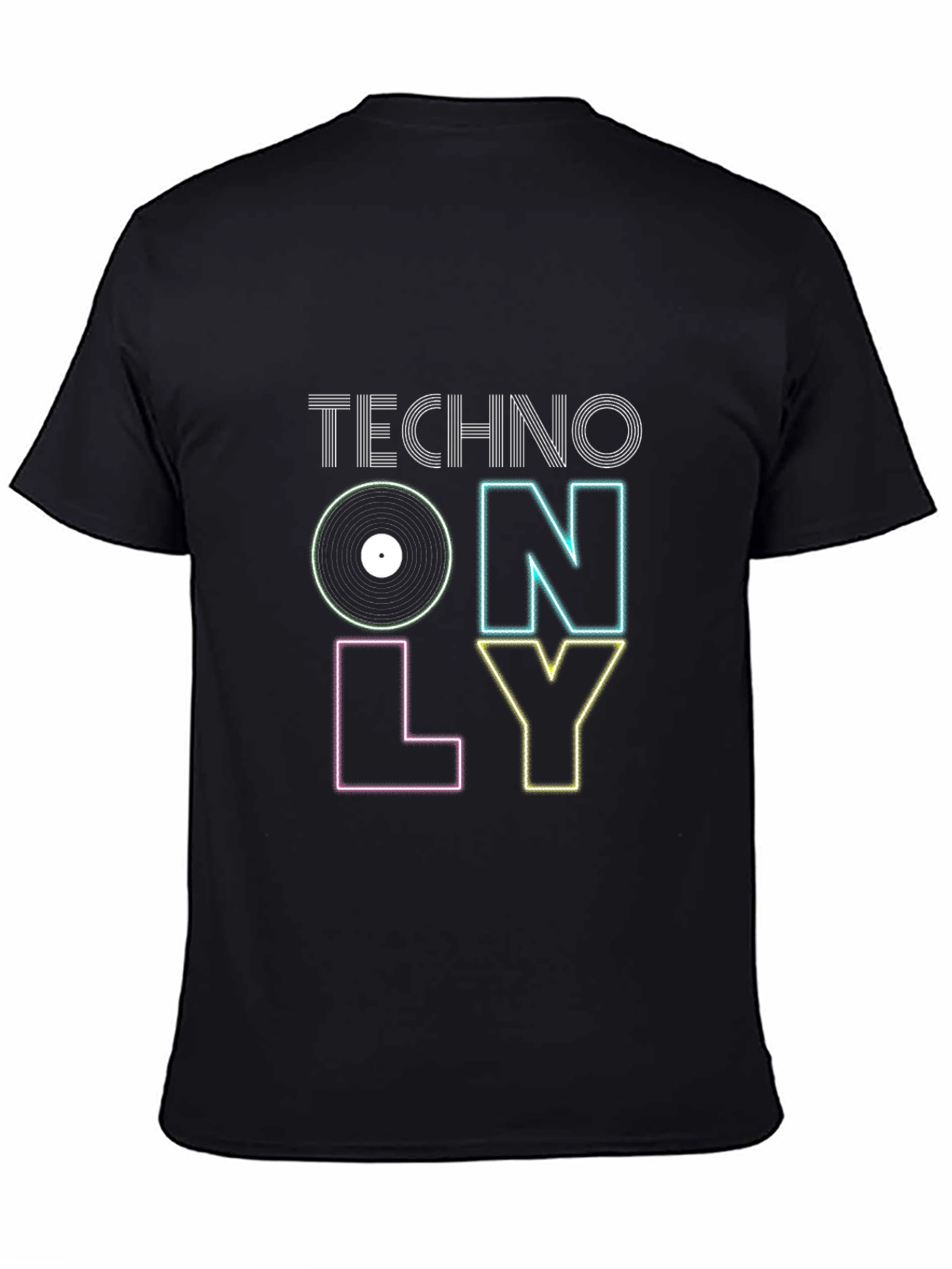 Techno Only Graphic Print Black T-Shirt