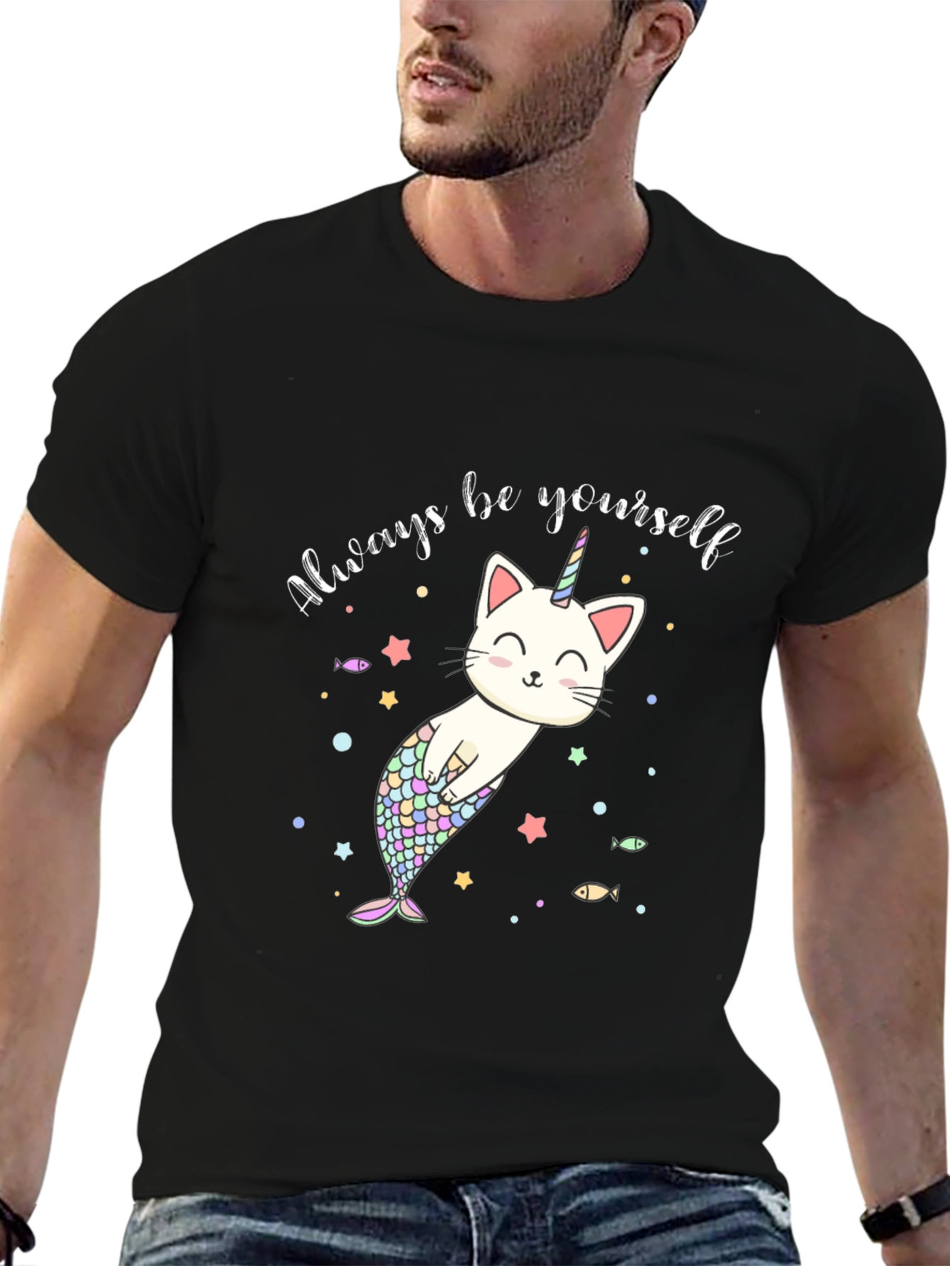 Unicorn Cat Mermaid Graphic T-Shirt