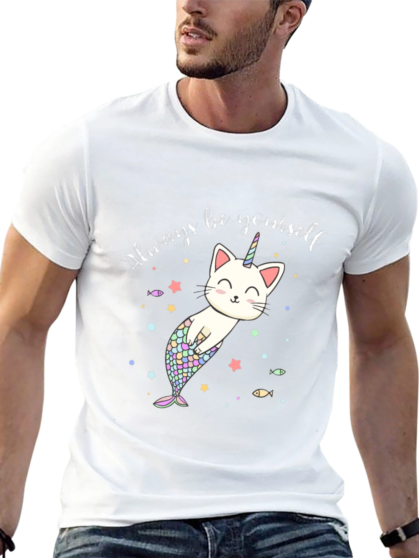 Unicorn Cat Mermaid Graphic T-Shirt