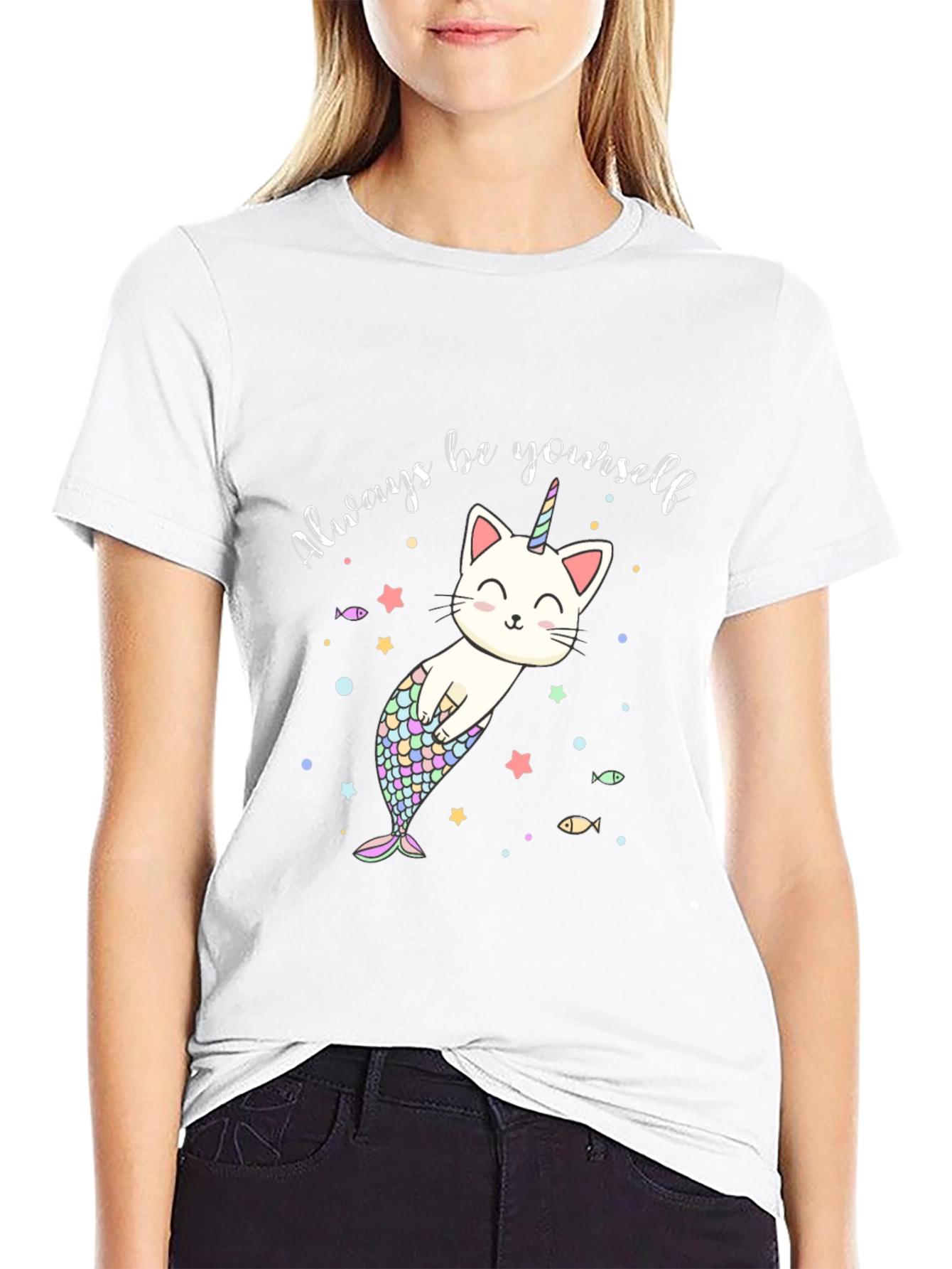 Unicorn Cat Mermaid Graphic T-Shirt