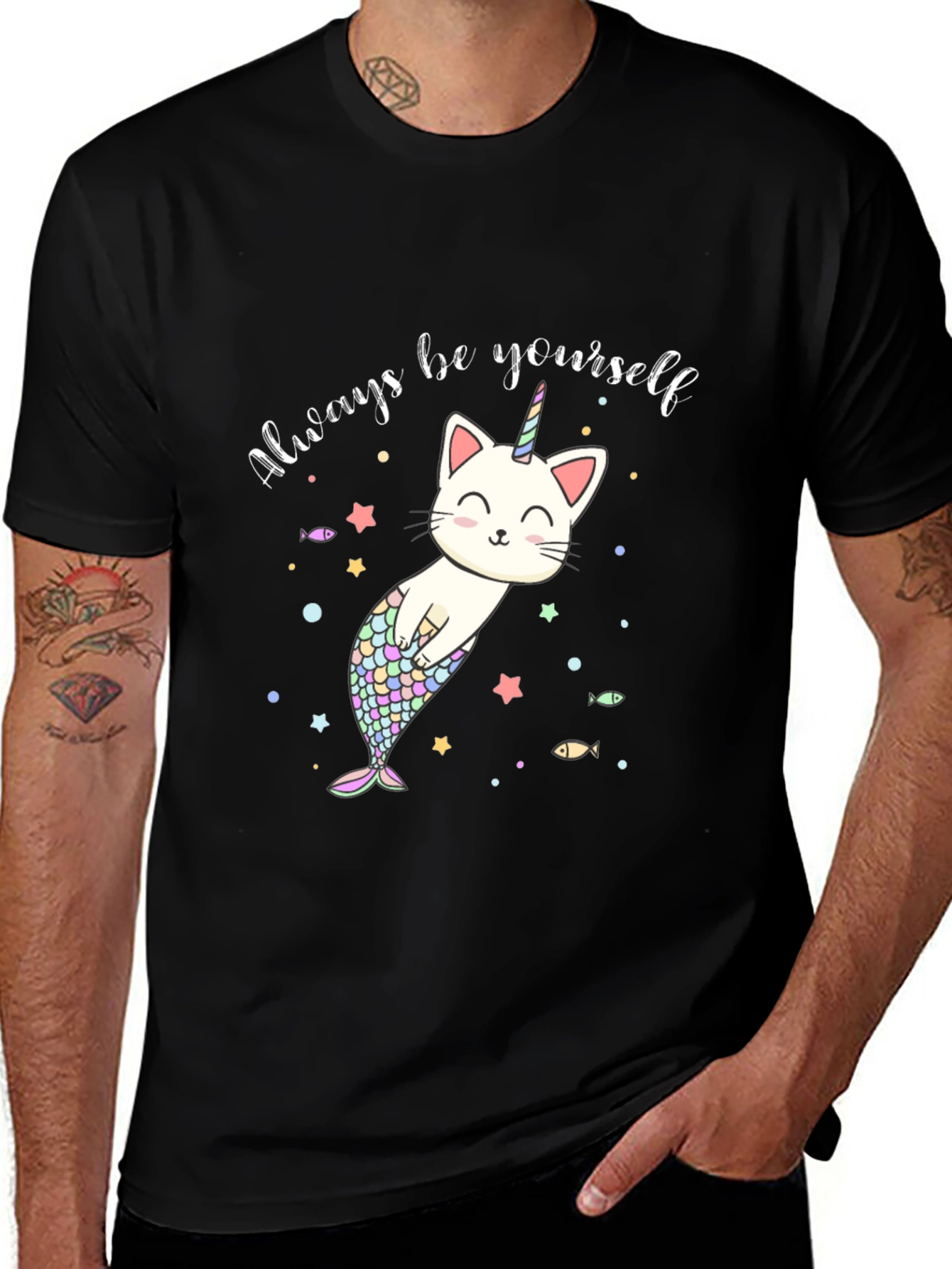 Unicorn Cat Mermaid Graphic T-Shirt