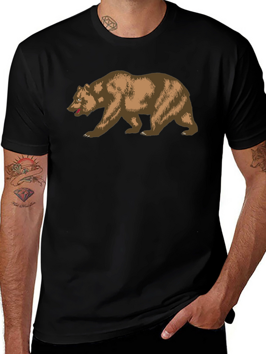 California Bear Graphic Tee - Black Cotton Shirt