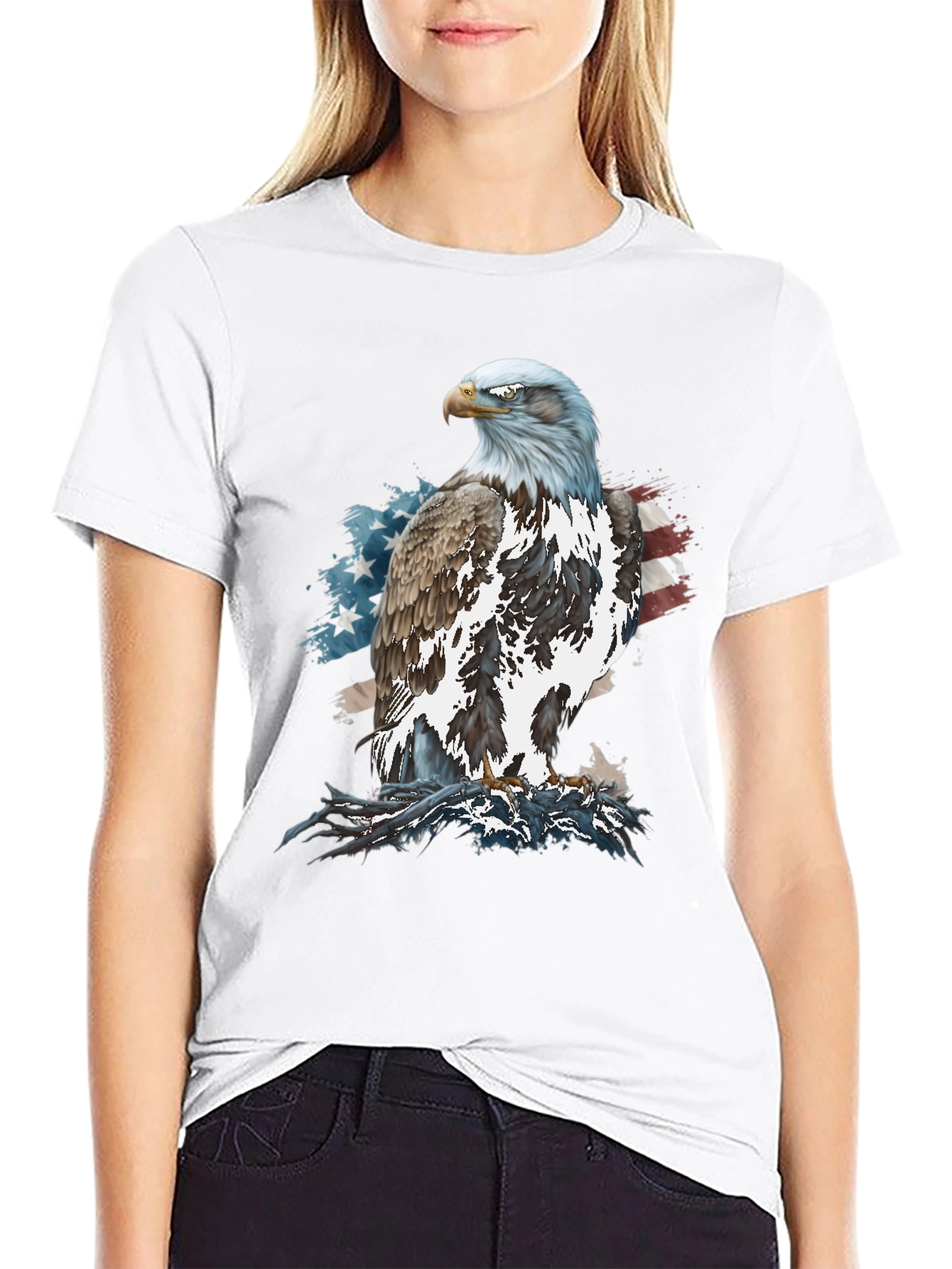 Bald Eagle American Flag Graphic T-Shirt