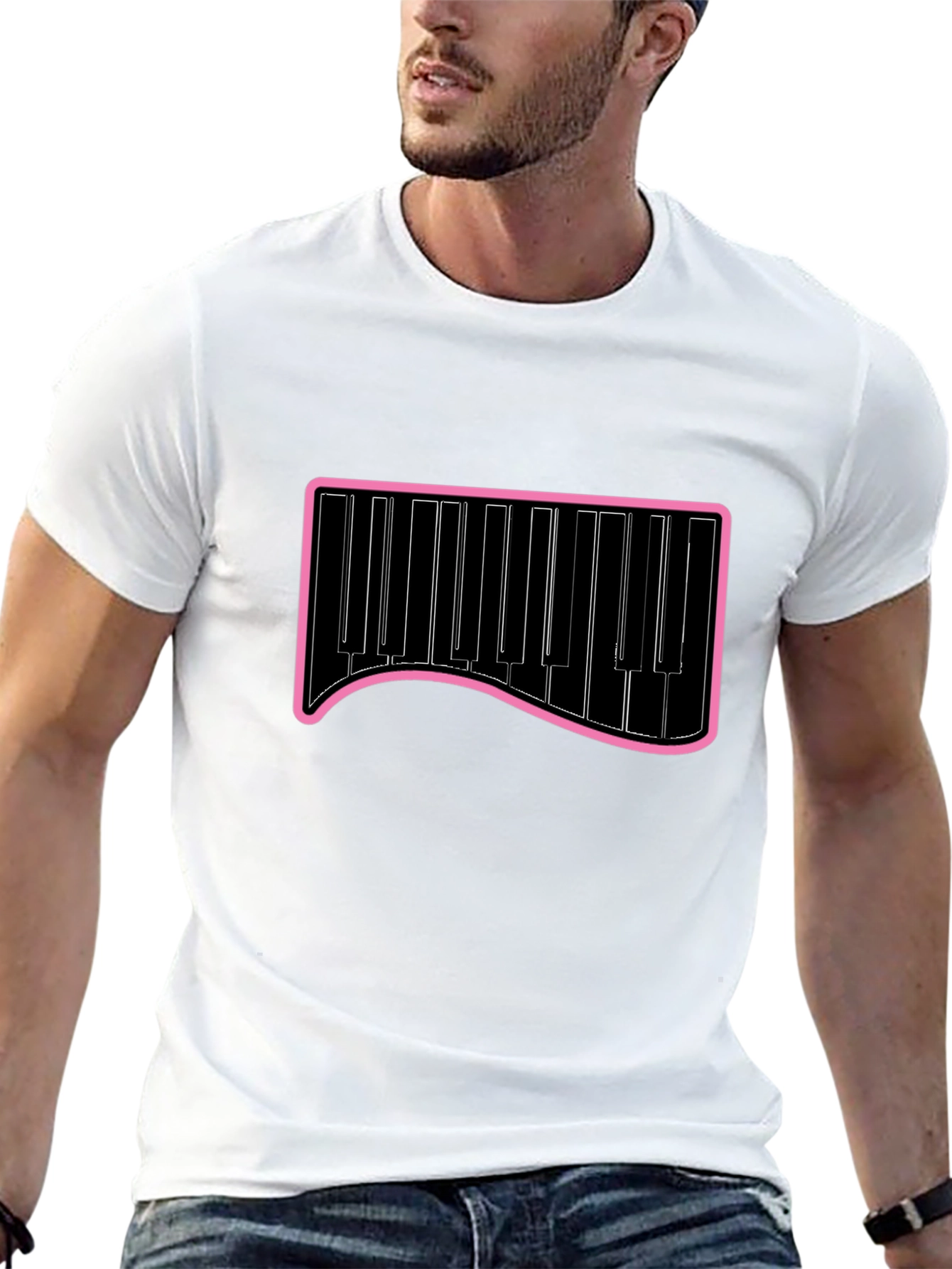 Piano Keys Graphic Tee - Black Cotton T-Shirt
