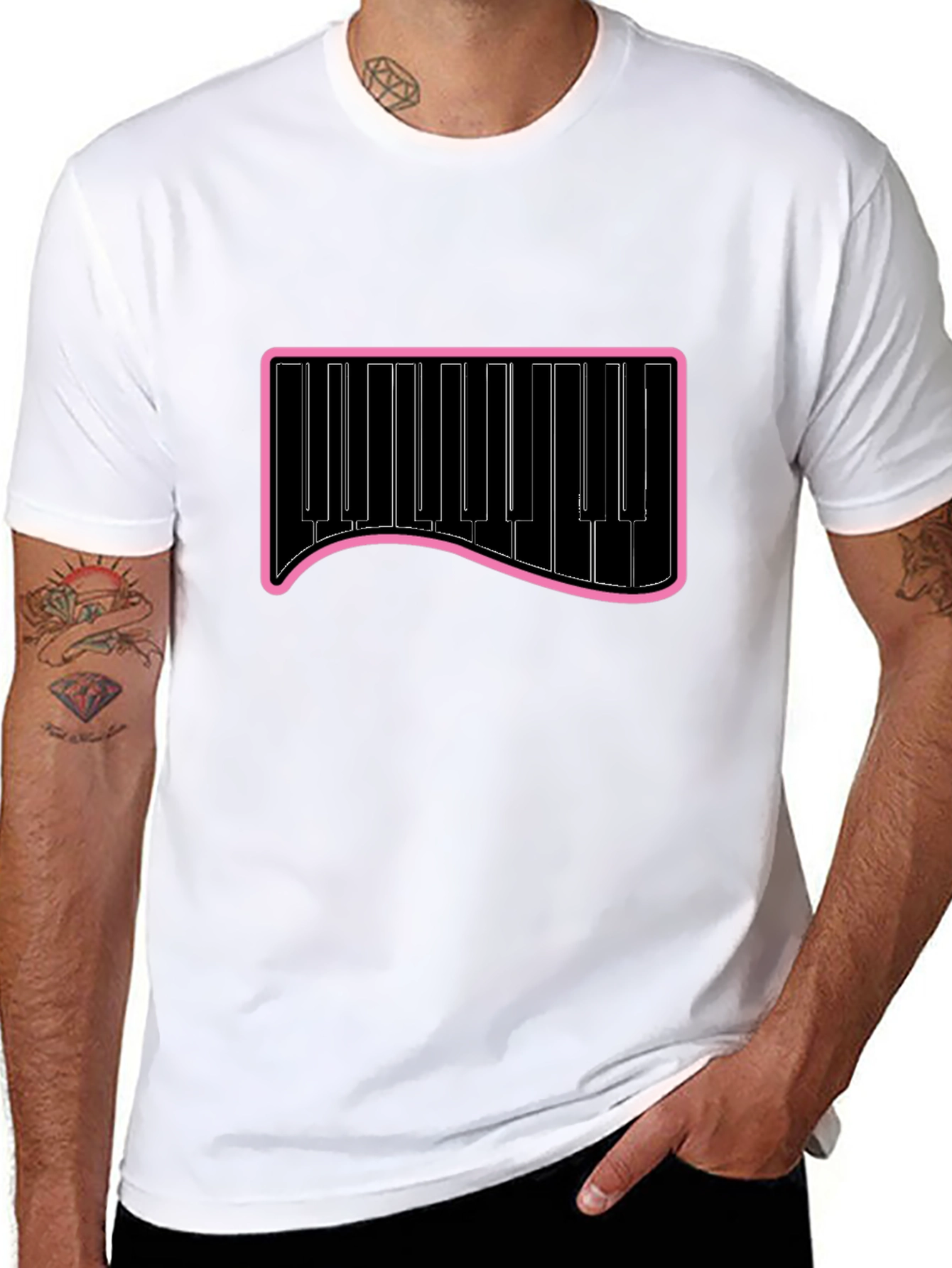 Piano Keys Graphic Tee - Black Cotton T-Shirt
