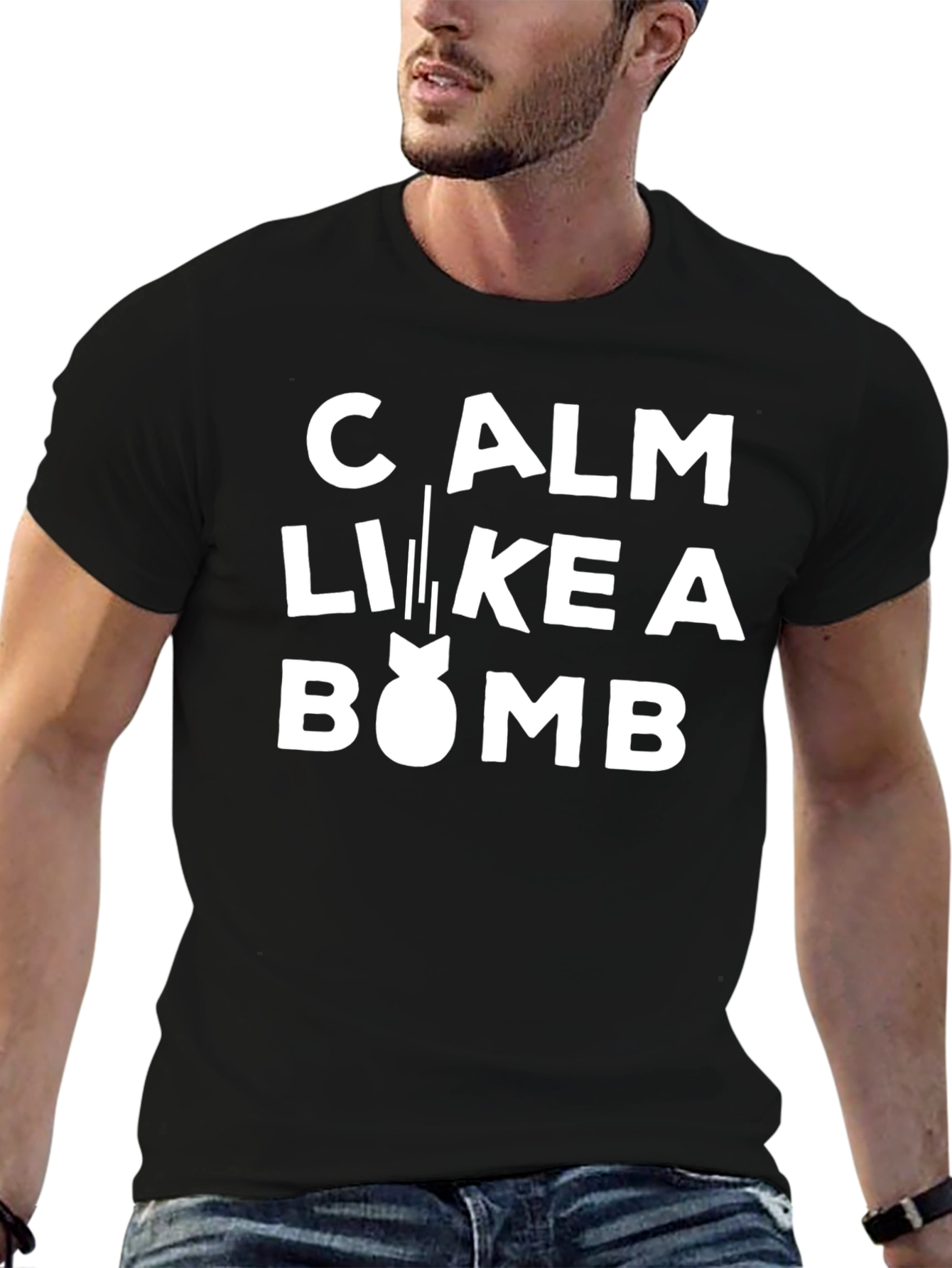 Calm Like a Bomb Funny Graphic Tee - Black