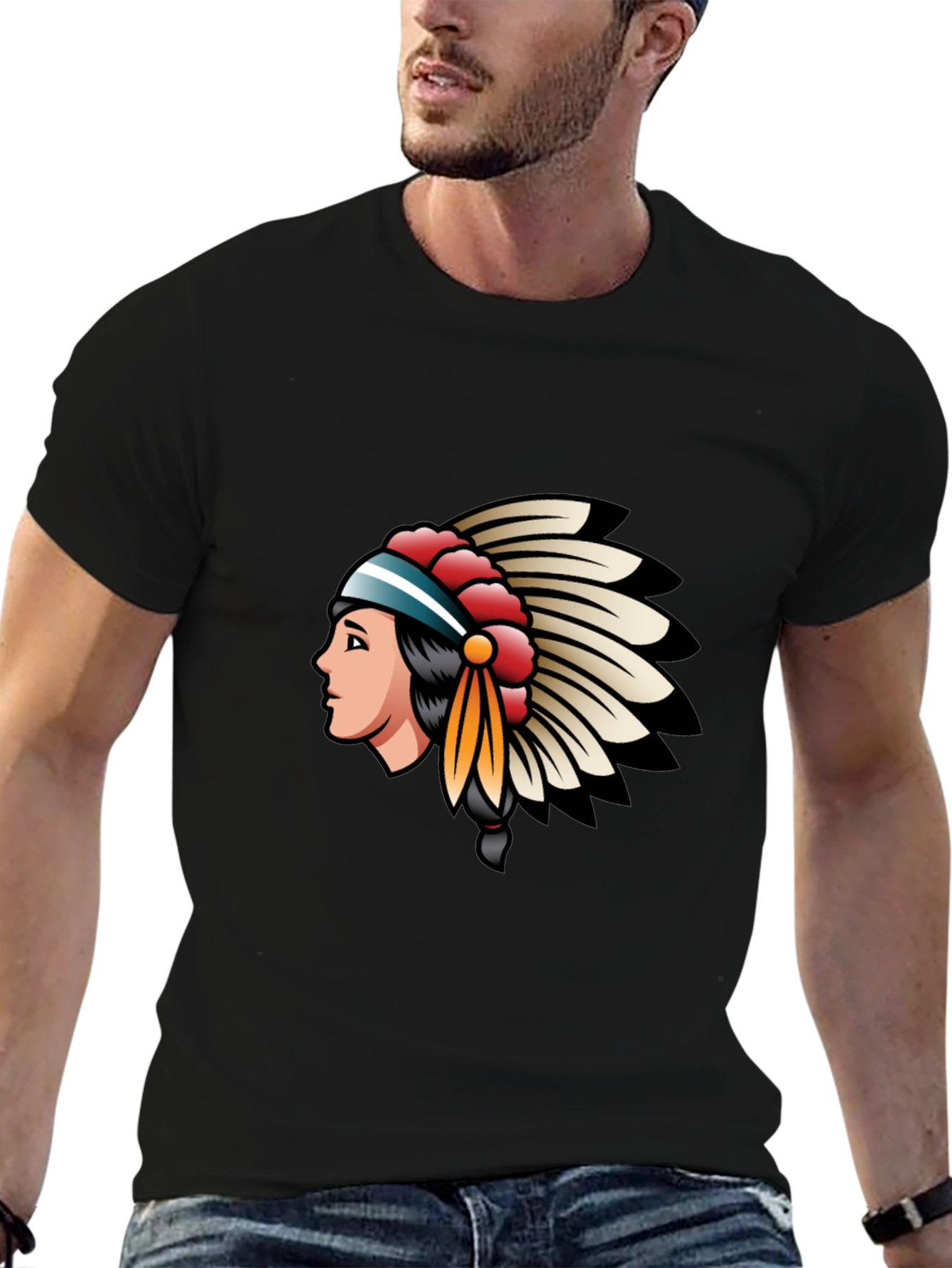 Native American Headdress Graphic T-Shirt