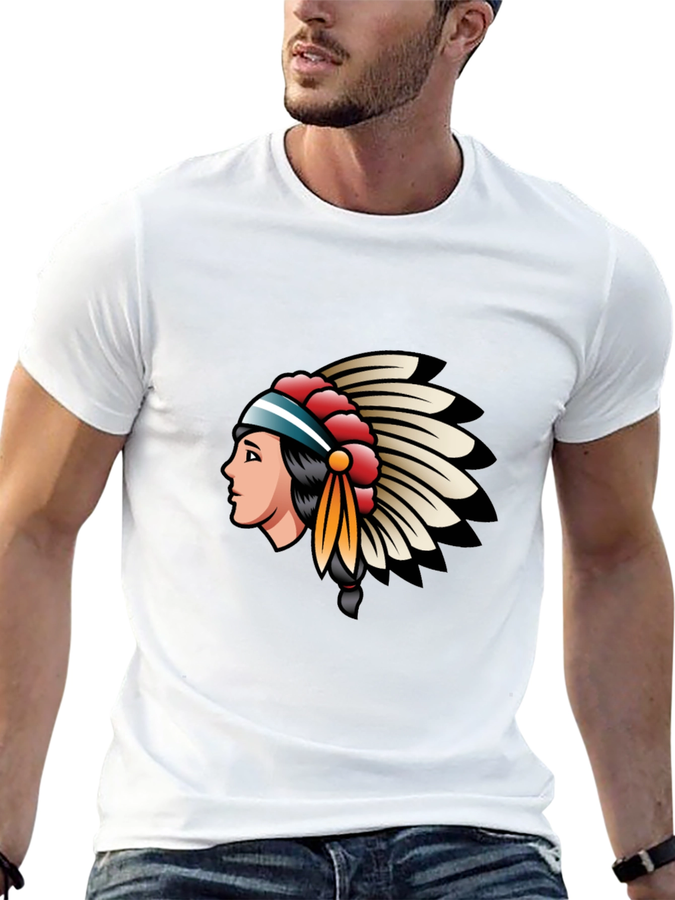 Native American Headdress Graphic T-Shirt