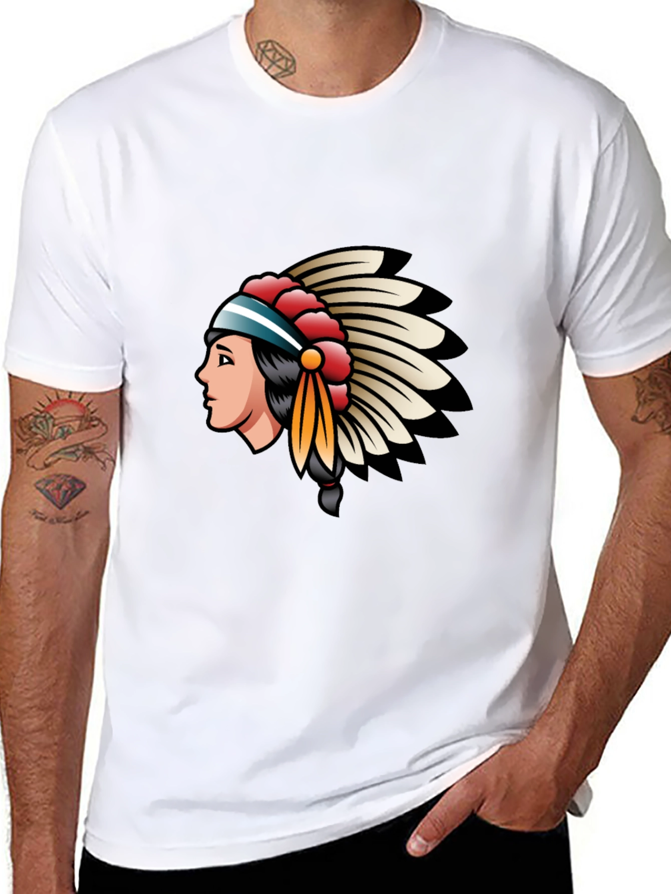 Native American Headdress Graphic T-Shirt