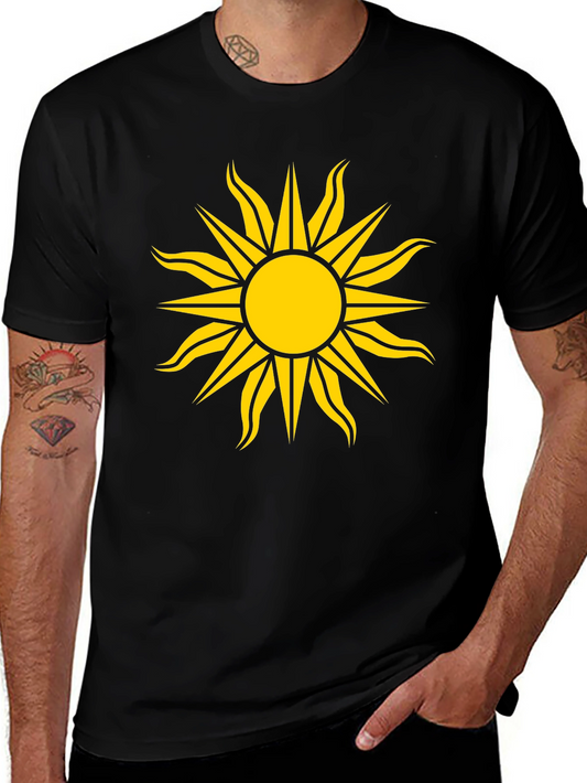 Black Tee with Bold Yellow Sun Design