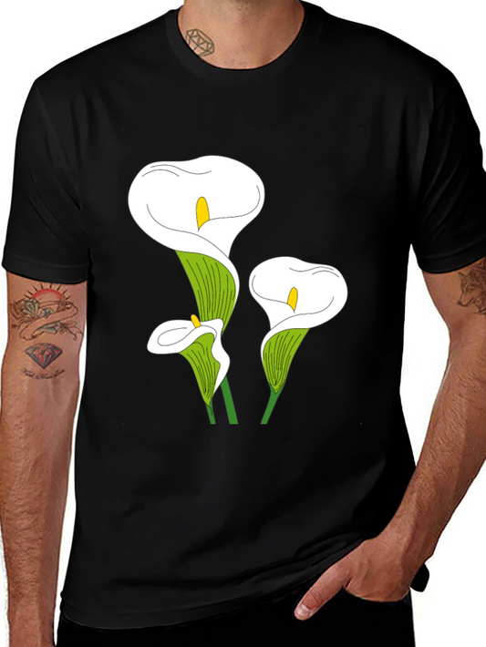 Calla Lily Graphic Tee - Black Casual T-Shirt