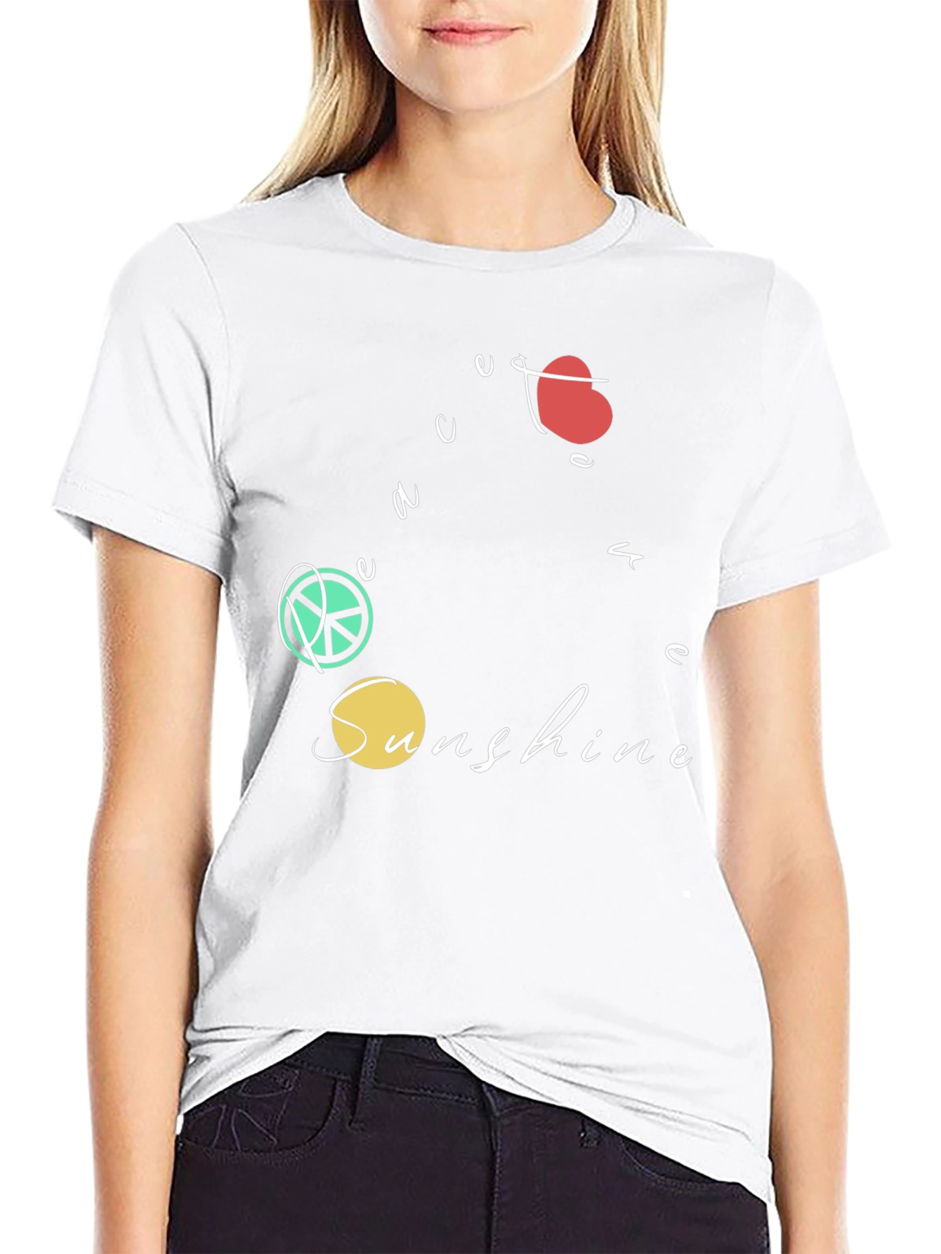 Peace Love Sunshine Graphic T-Shirt - Black