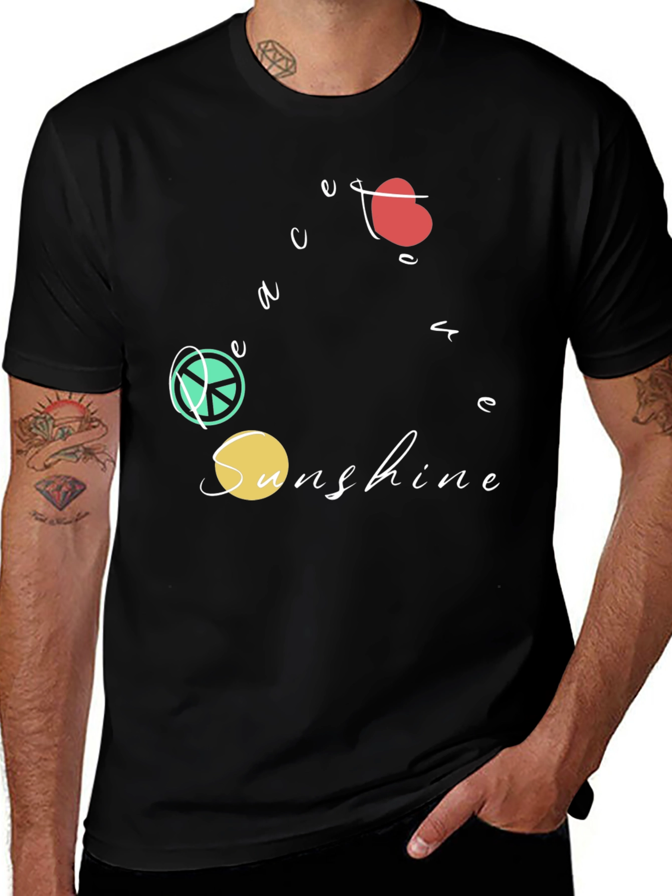 Peace Love Sunshine Graphic T-Shirt - Black