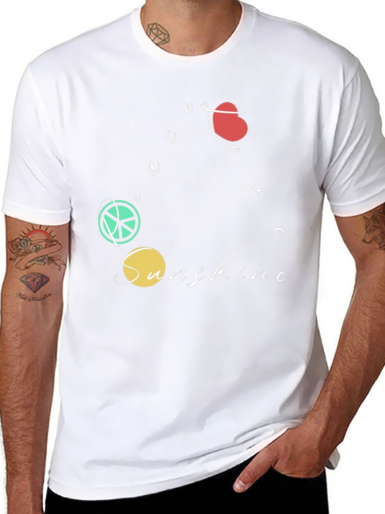 Peace Love Sunshine Graphic T-Shirt - Black
