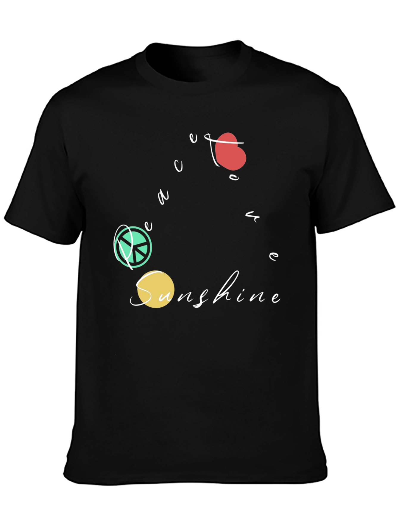 Peace Love Sunshine Graphic T-Shirt - Black