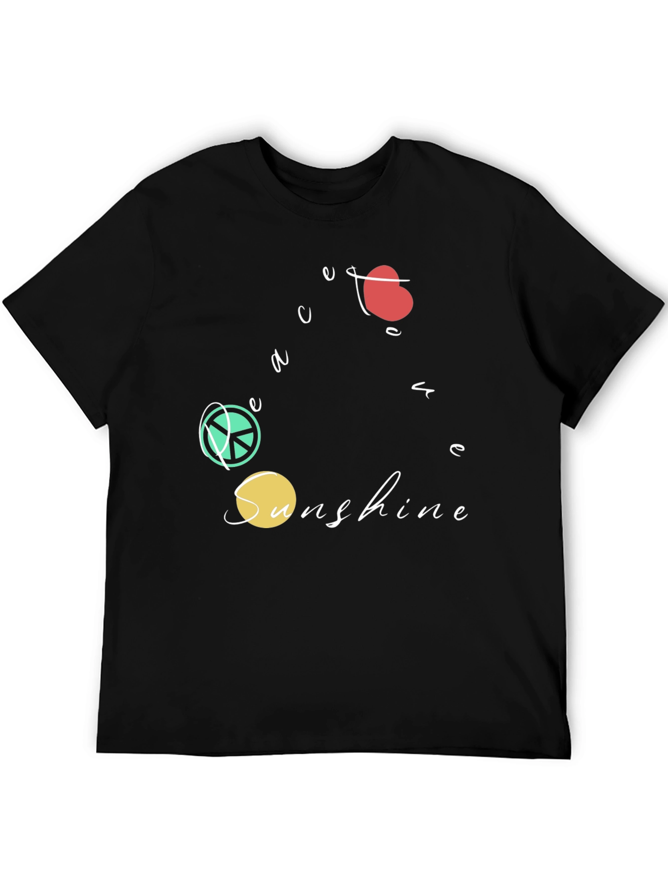 Peace Love Sunshine Graphic T-Shirt - Black