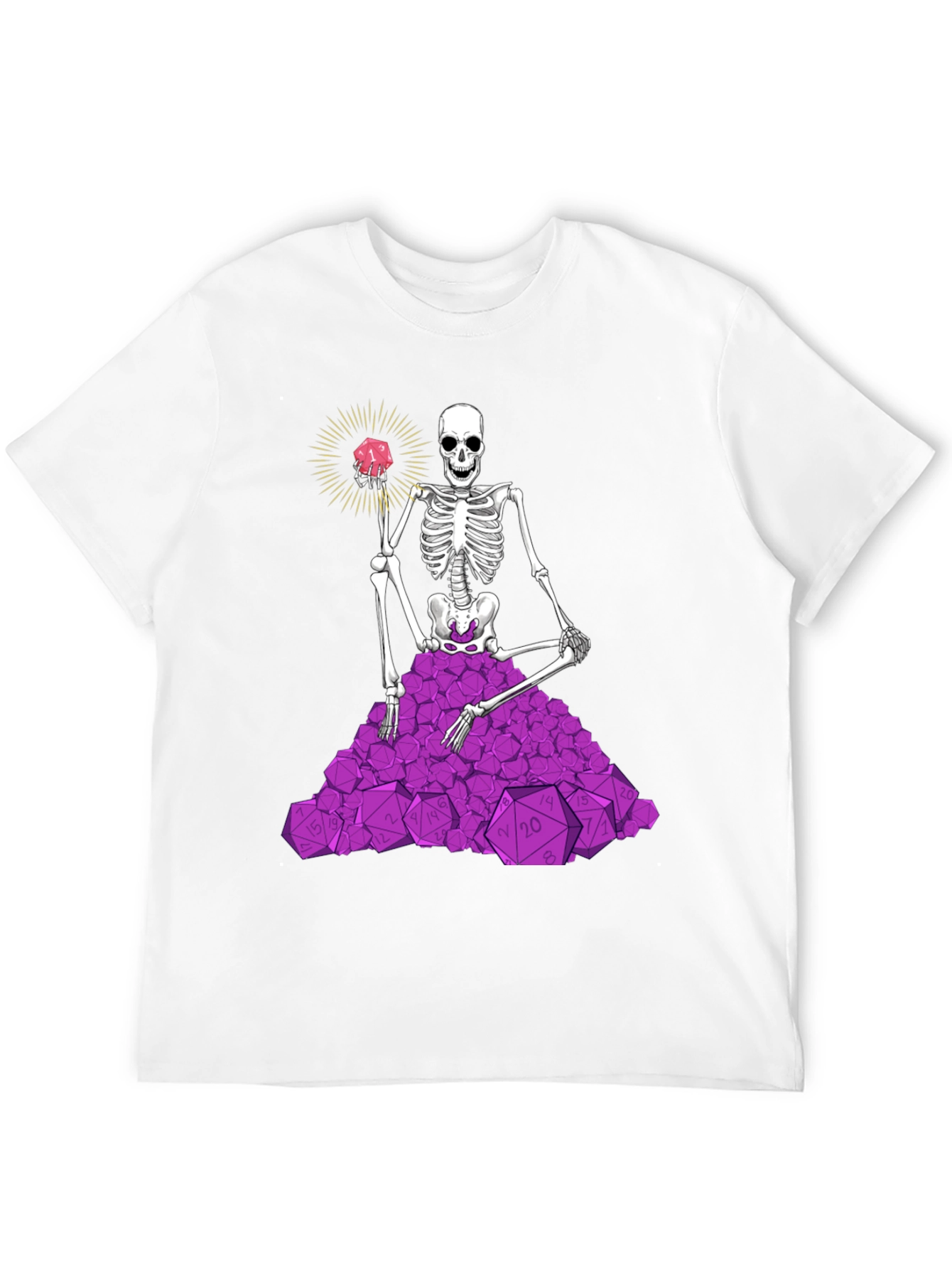 Skeleton & D20 Dice T-Shirt - Unique Gamer Apparel