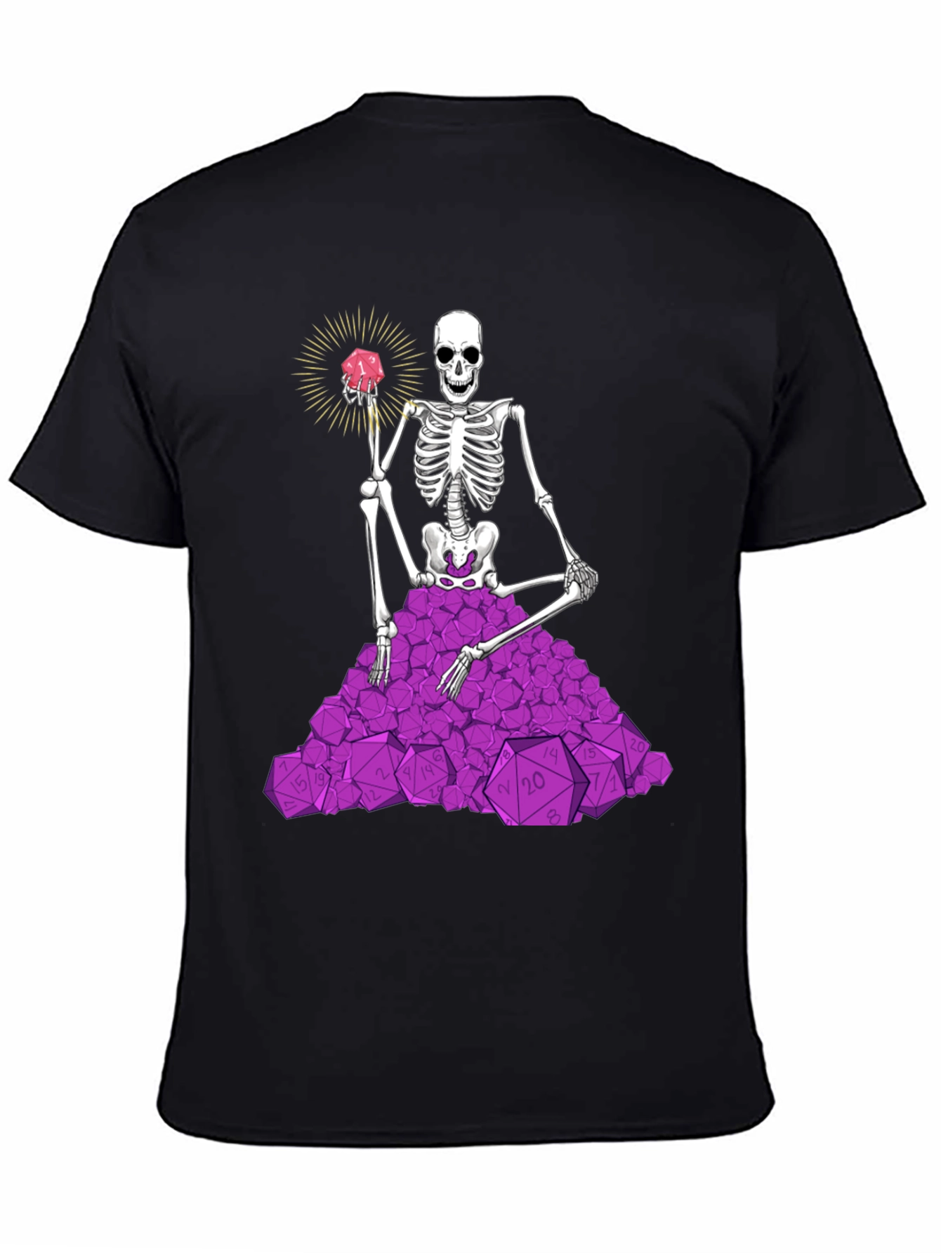 Skeleton & D20 Dice T-Shirt - Unique Gamer Apparel