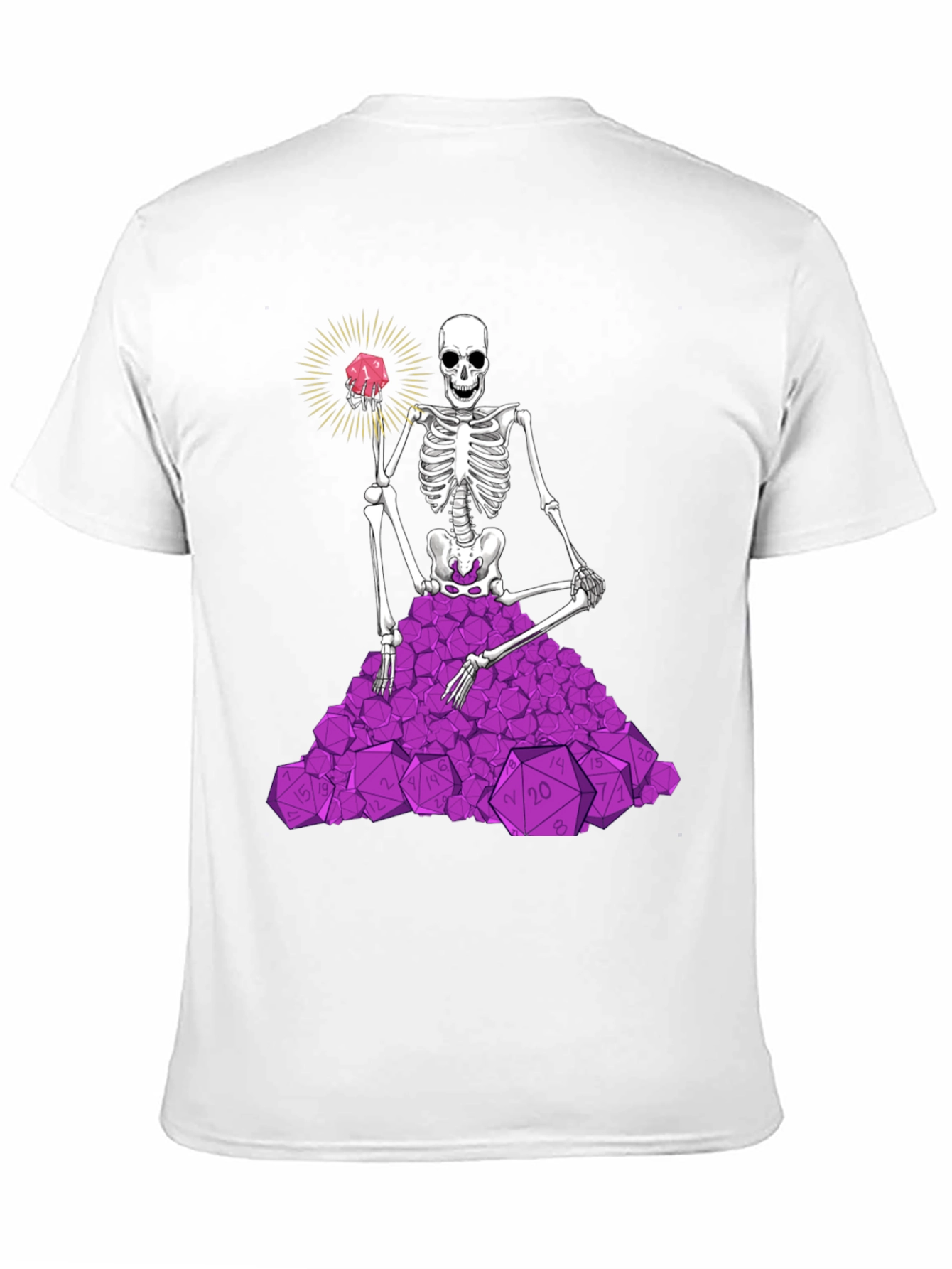 Skeleton & D20 Dice T-Shirt - Unique Gamer Apparel