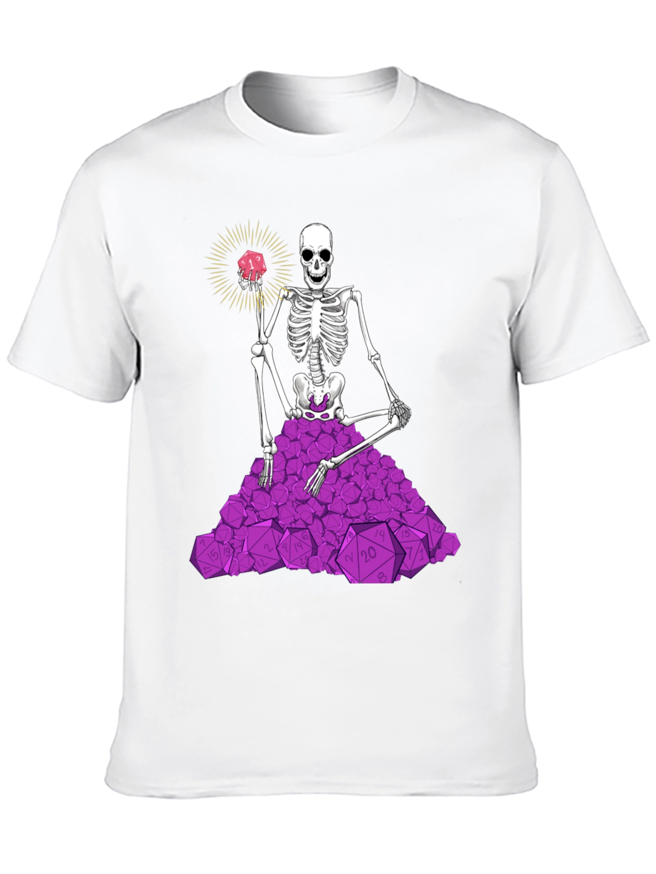 Skeleton & D20 Dice T-Shirt - Unique Gamer Apparel