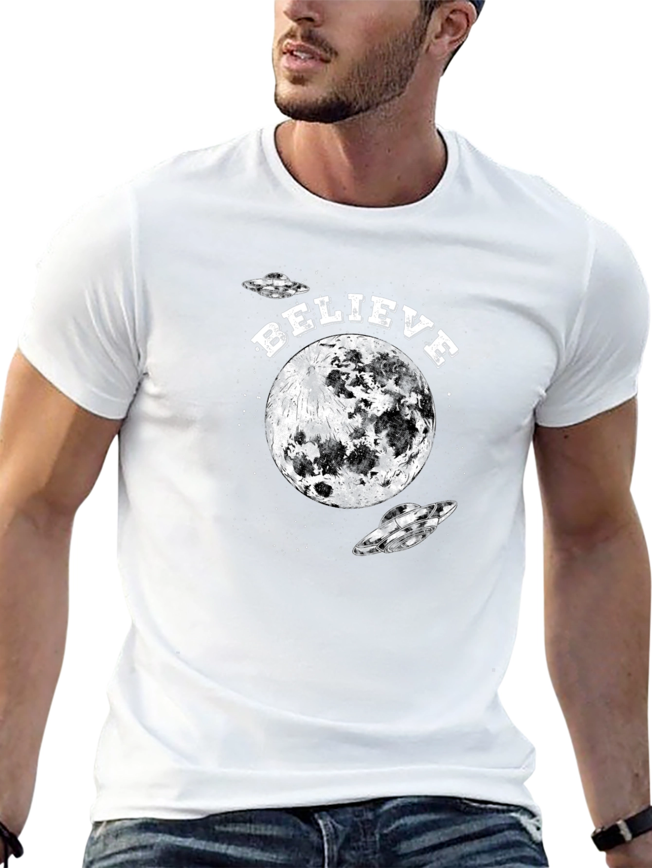Believe Moon UFO Graphic Tee