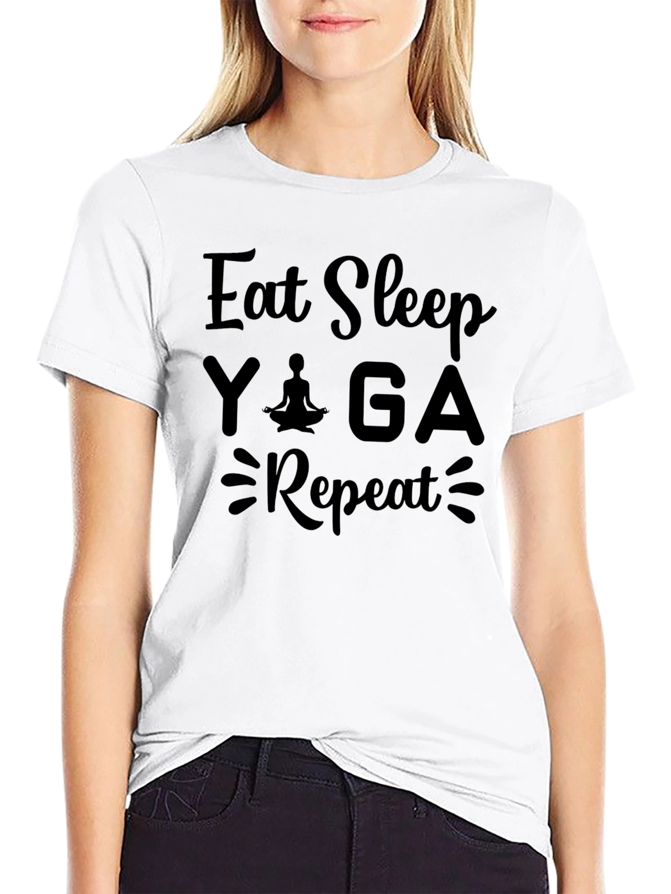 Eat Sleep Yoga Repeat Graphic T-Shirt