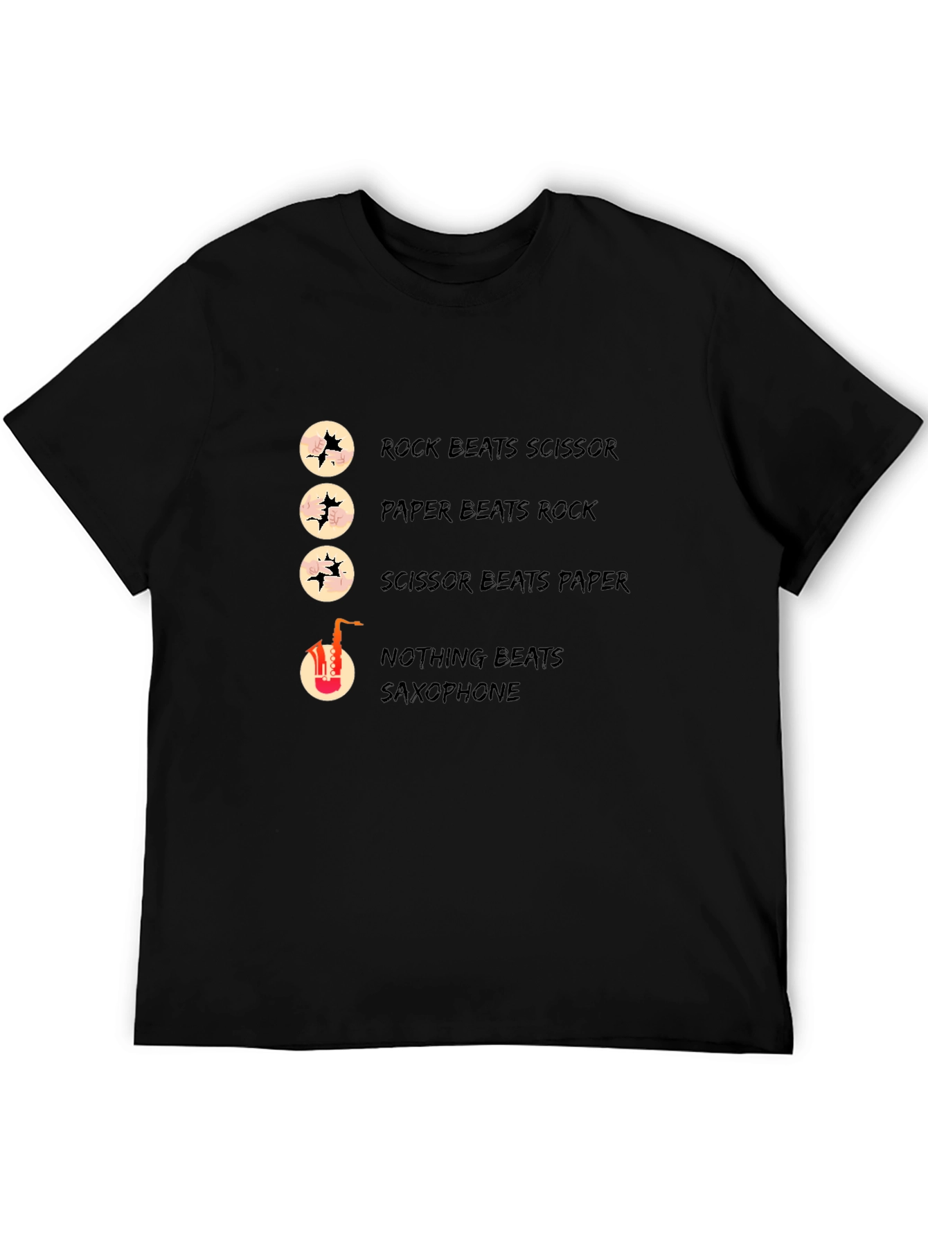 Rock Paper Scissors Saxophone Graphic T-Shirt