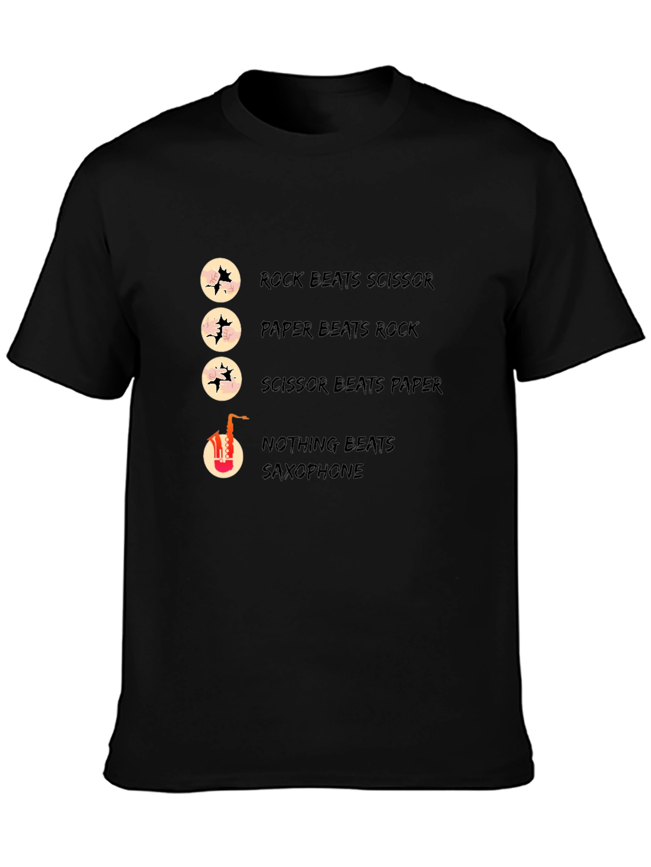 Rock Paper Scissors Saxophone Graphic T-Shirt