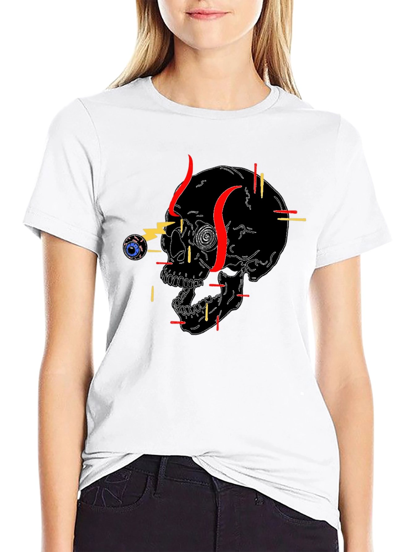 Edgy Skull Graphic Tee - Black Cotton T-Shirt