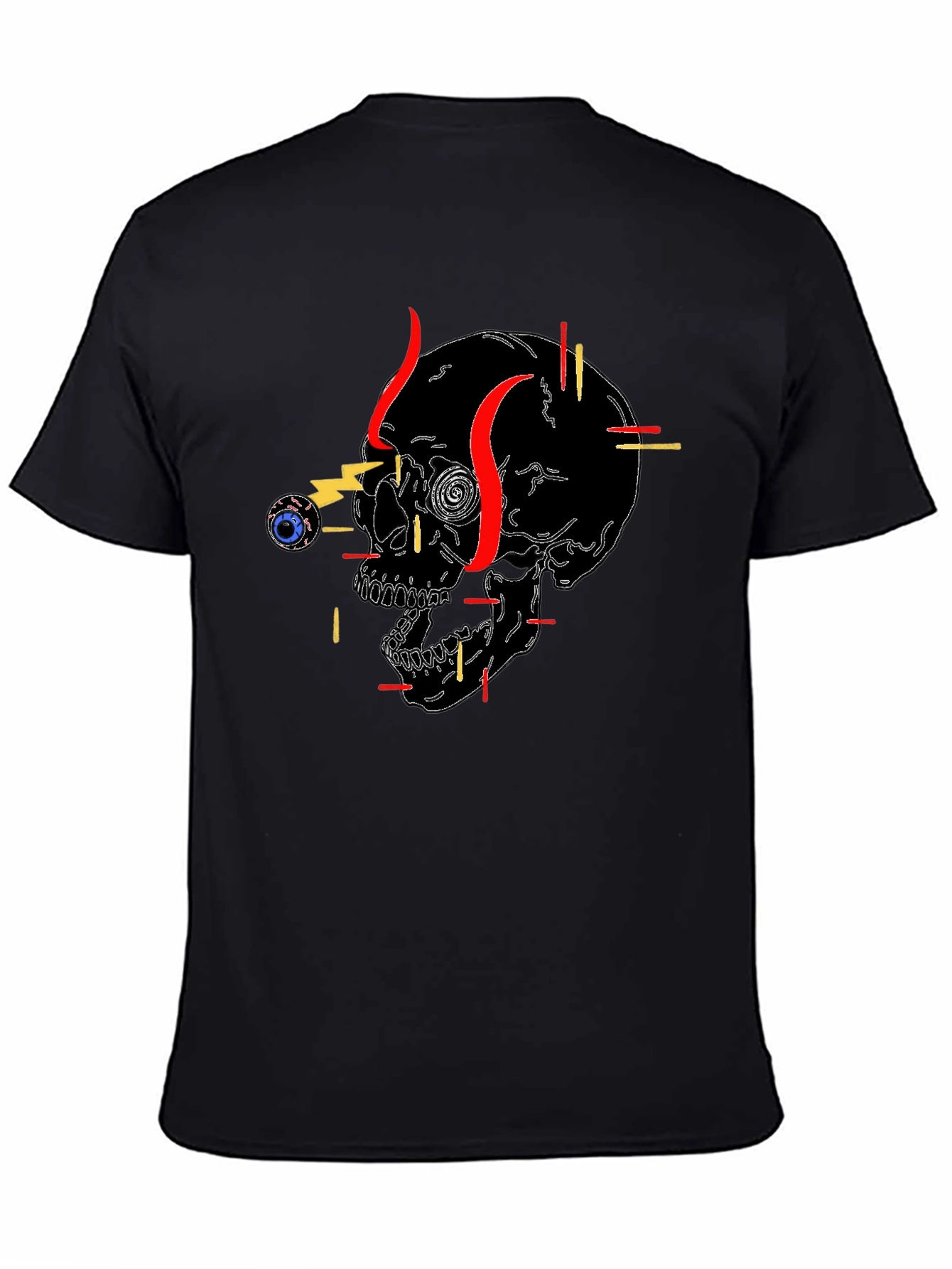 Edgy Skull Graphic Tee - Black Cotton T-Shirt
