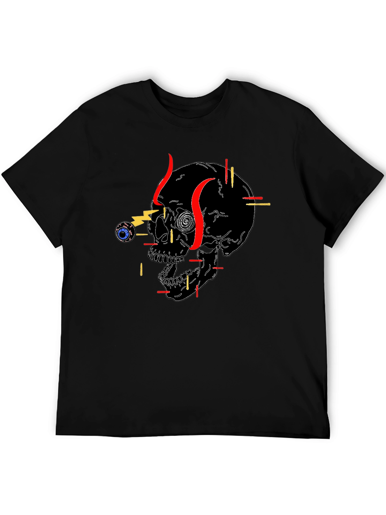 Edgy Skull Graphic Tee - Black Cotton T-Shirt