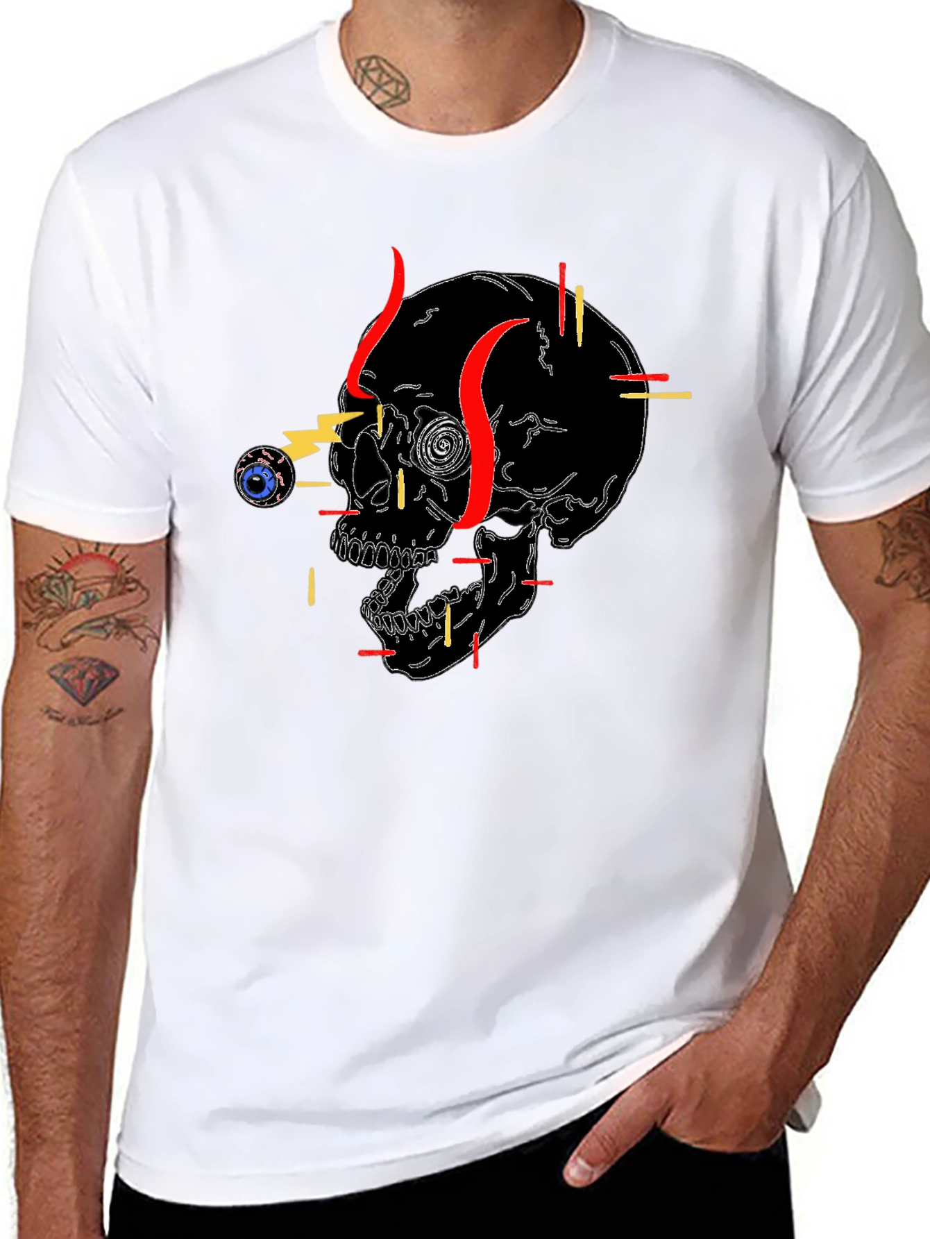 Edgy Skull Graphic Tee - Black Cotton T-Shirt