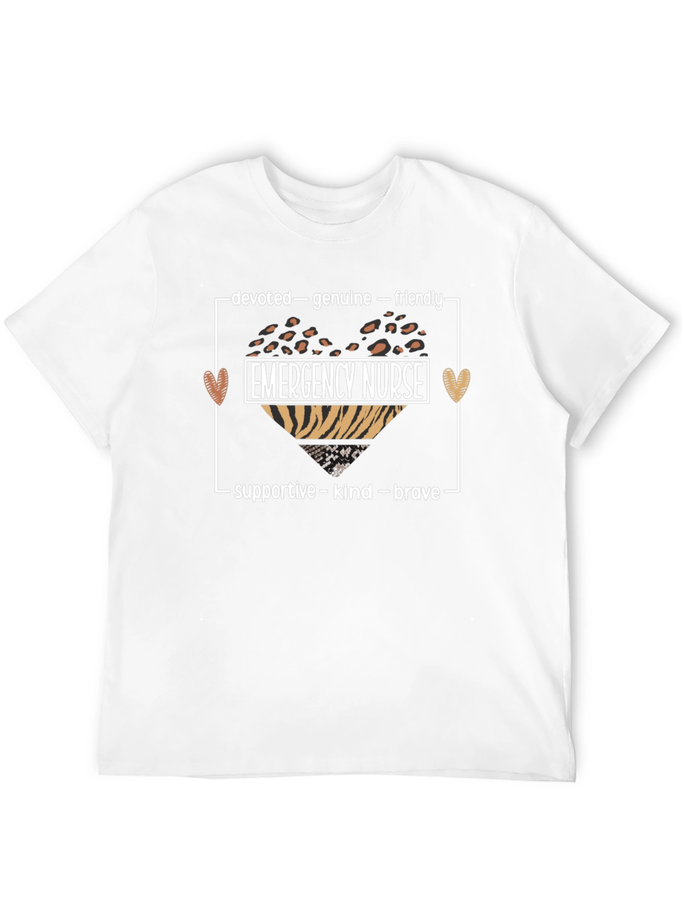 Emergency Nurse Heart Graphic T-Shirt - Devoted Genuine Friendly