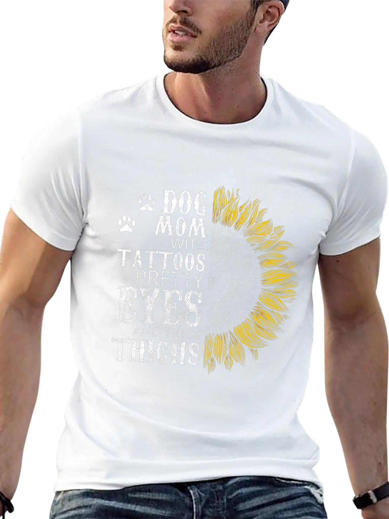 Dog Mom Tattoo Sunflower Graphic T-Shirt