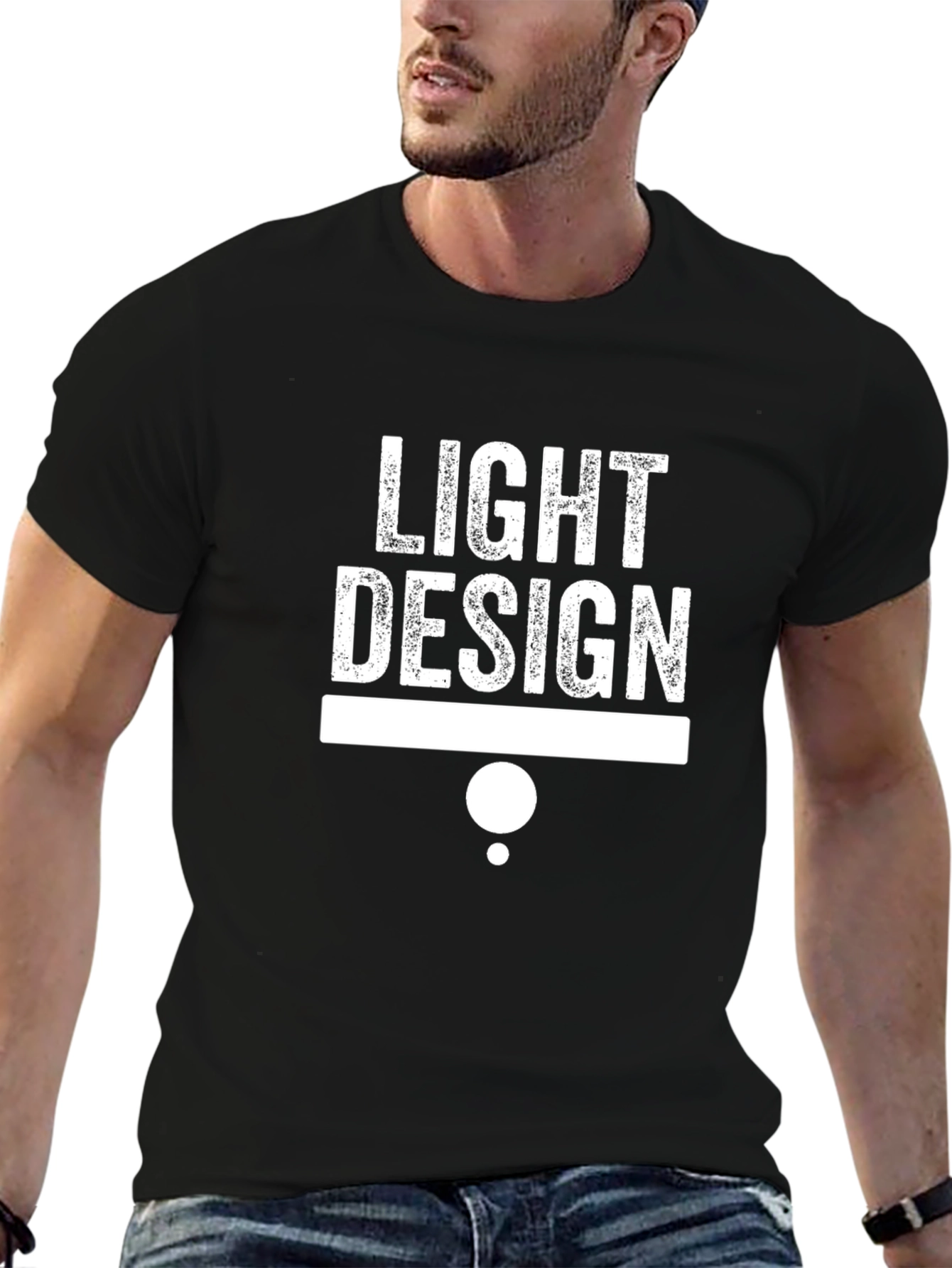 Light Design Graphic Print Black T-Shirt