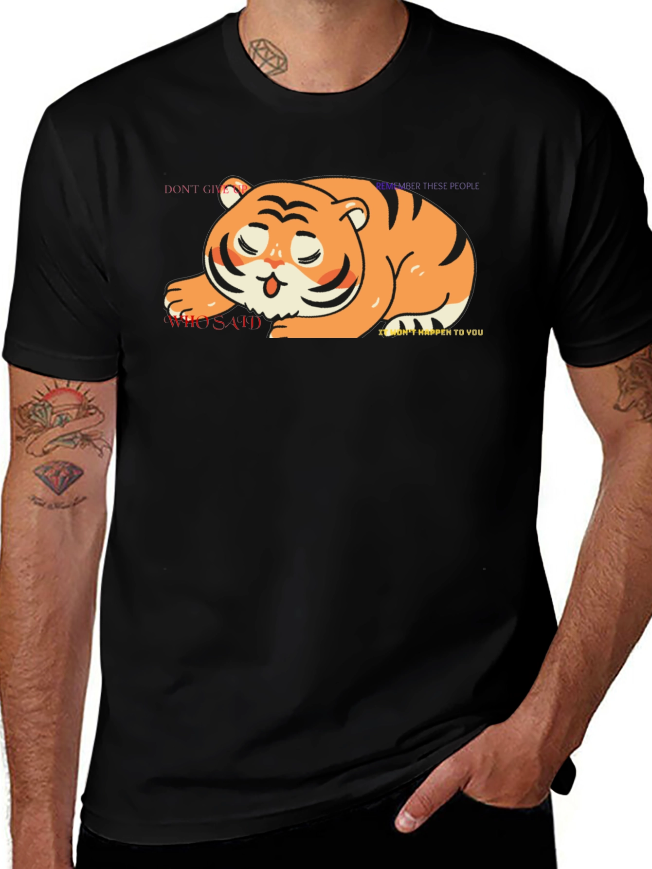 Cute Tiger Graphic Tee - Unisex Black T-Shirt