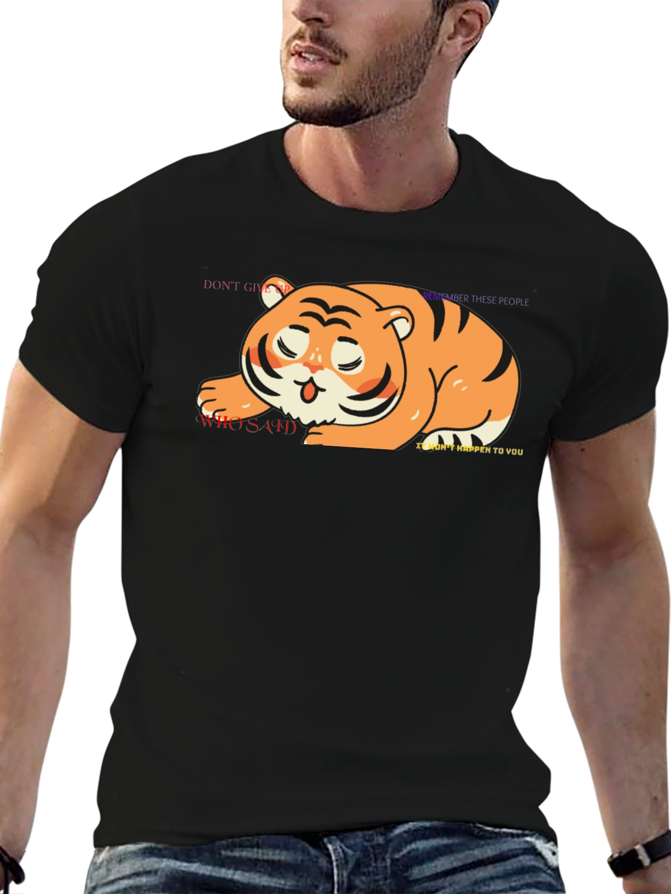 Cute Tiger Graphic Tee - Unisex Black T-Shirt