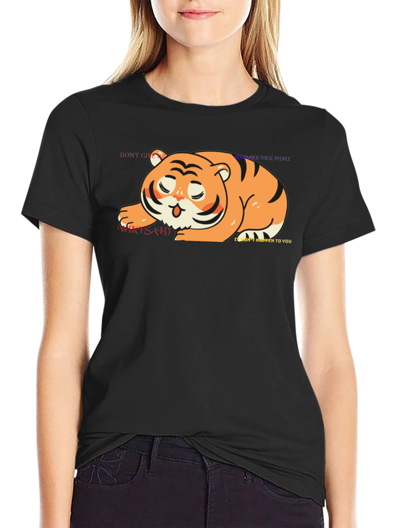 Cute Tiger Graphic Tee - Unisex Black T-Shirt