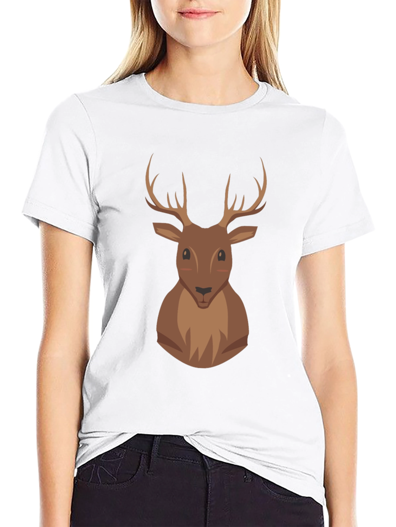 Deer Graphic Print Black T-Shirt