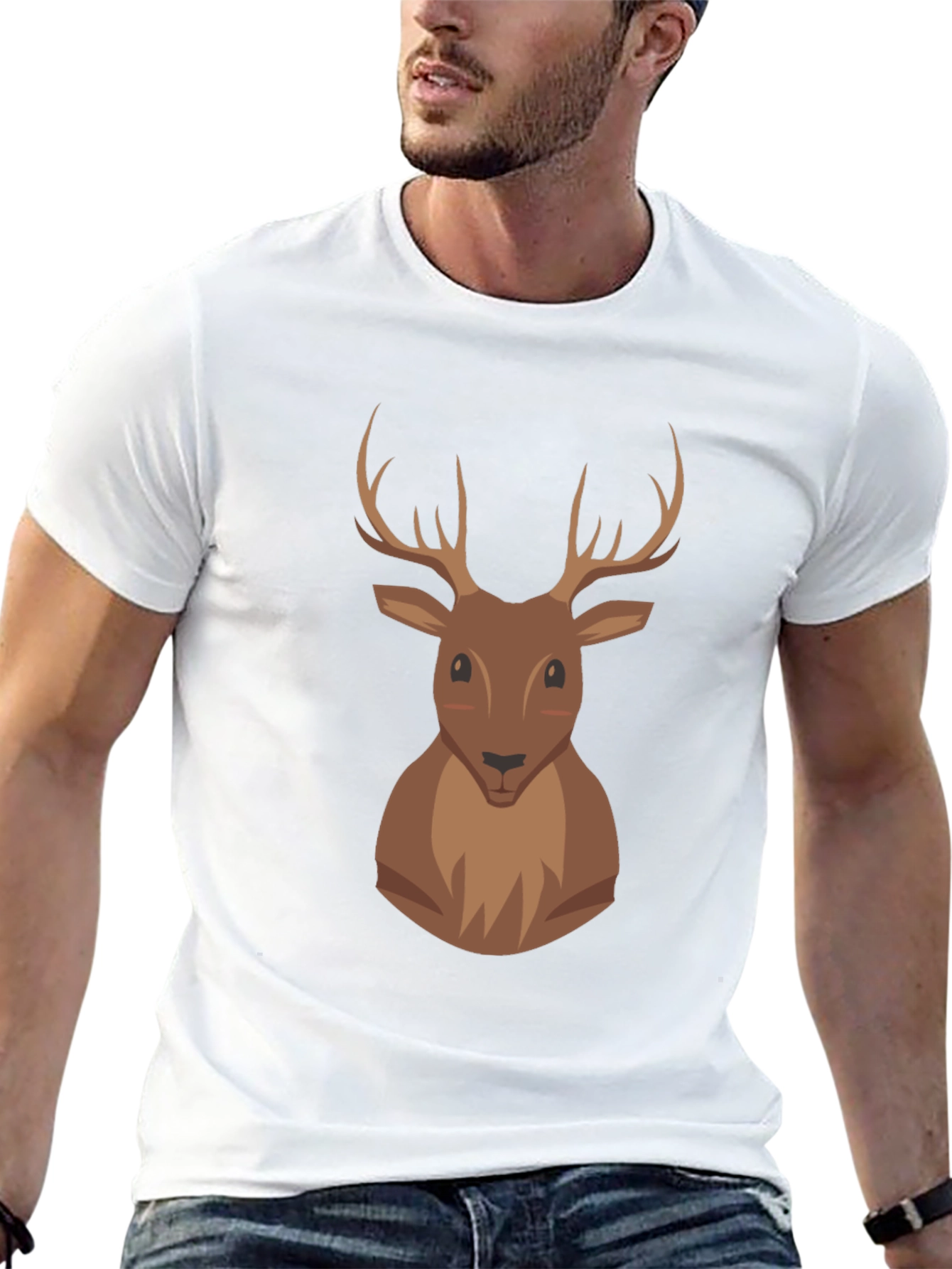 Deer Graphic Print Black T-Shirt