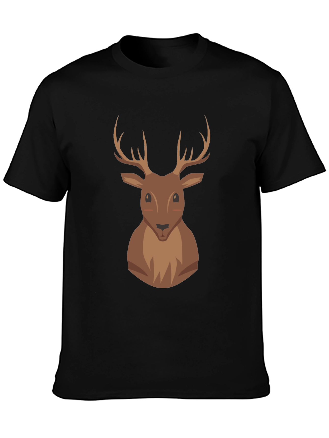 Deer Graphic Print Black T-Shirt