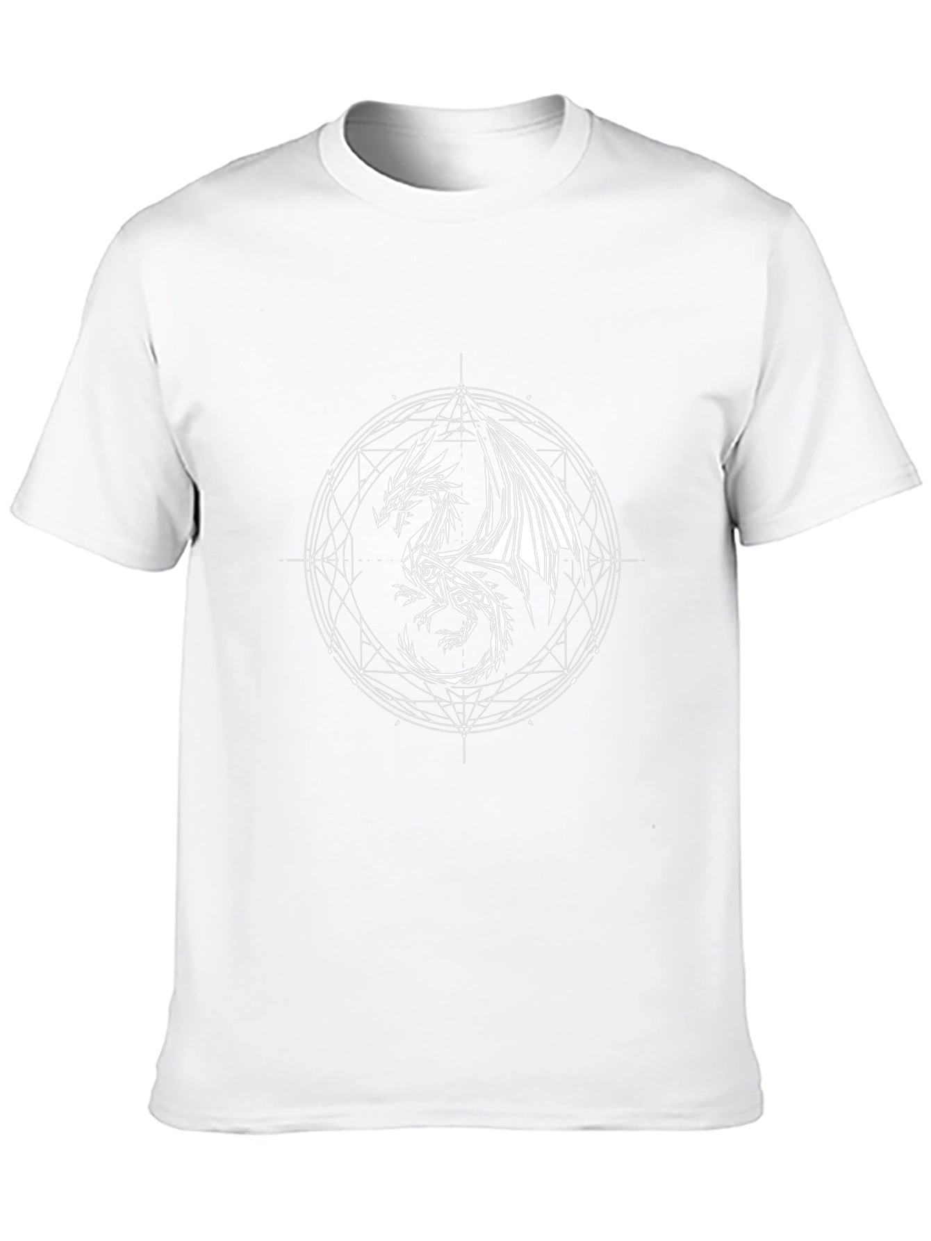 Dragon Geometric Design Black T-Shirt