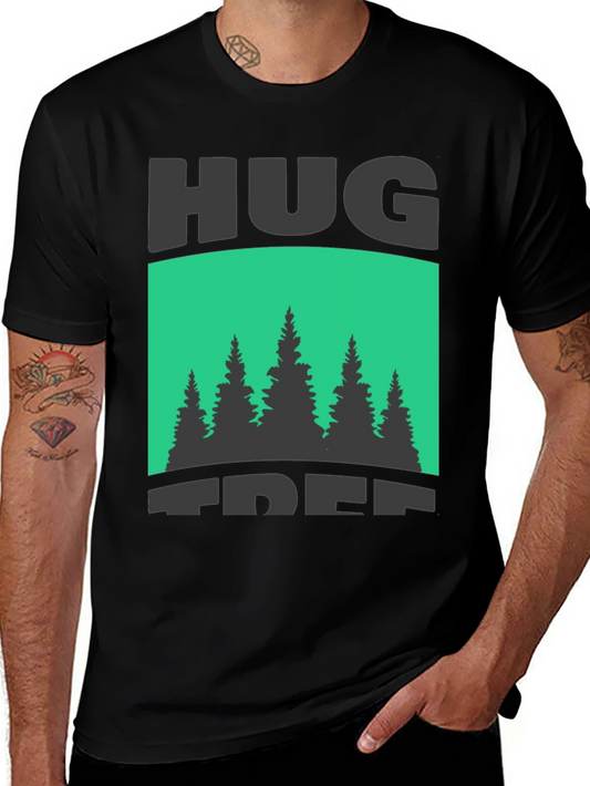 Hug Tree Graphic Print Black T-Shirt