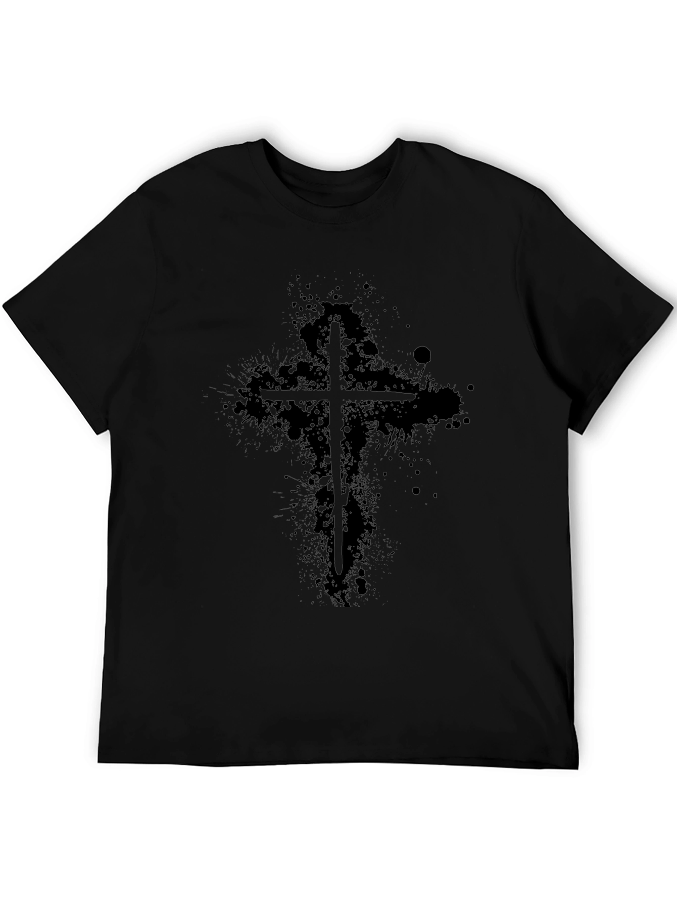 Grunge Cross Graphic Black T-Shirt