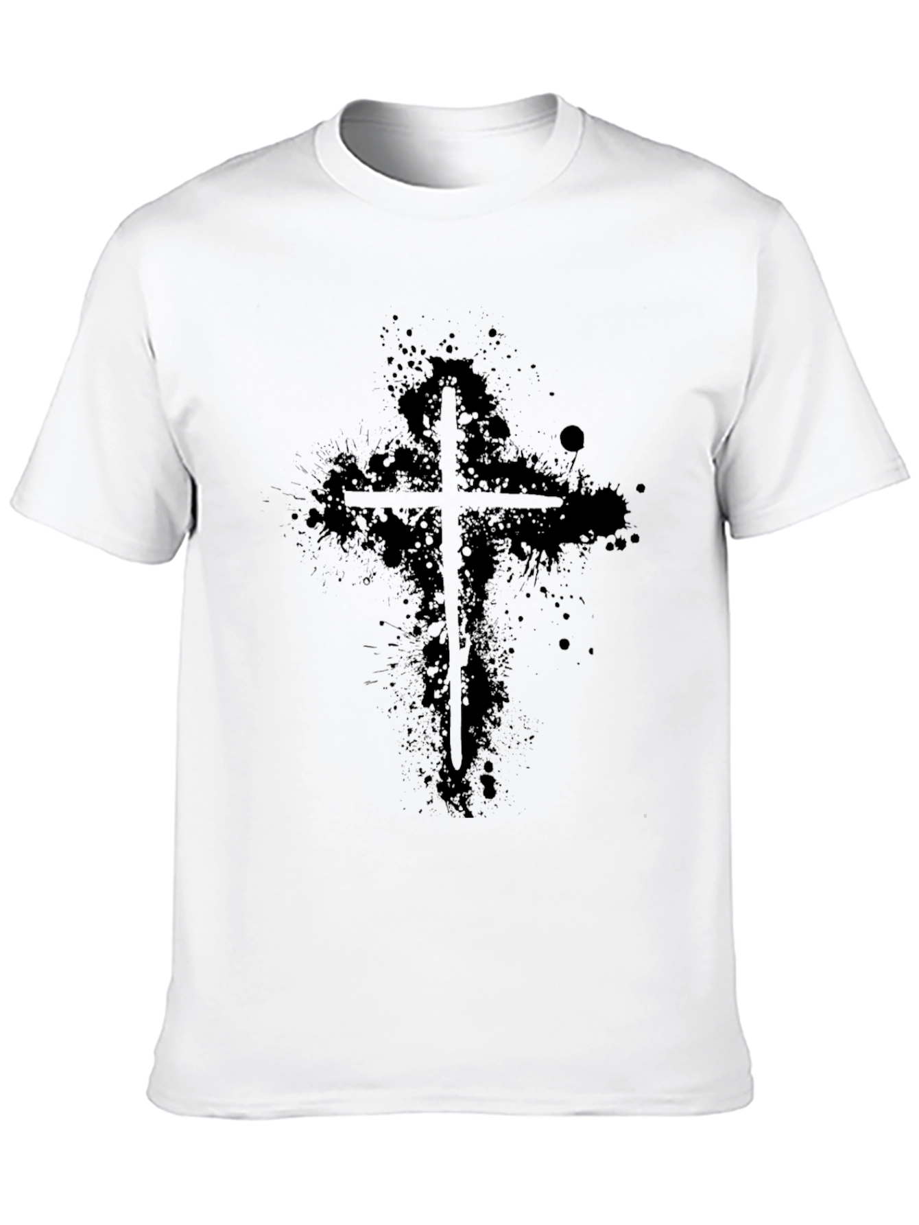Grunge Cross Graphic Black T-Shirt