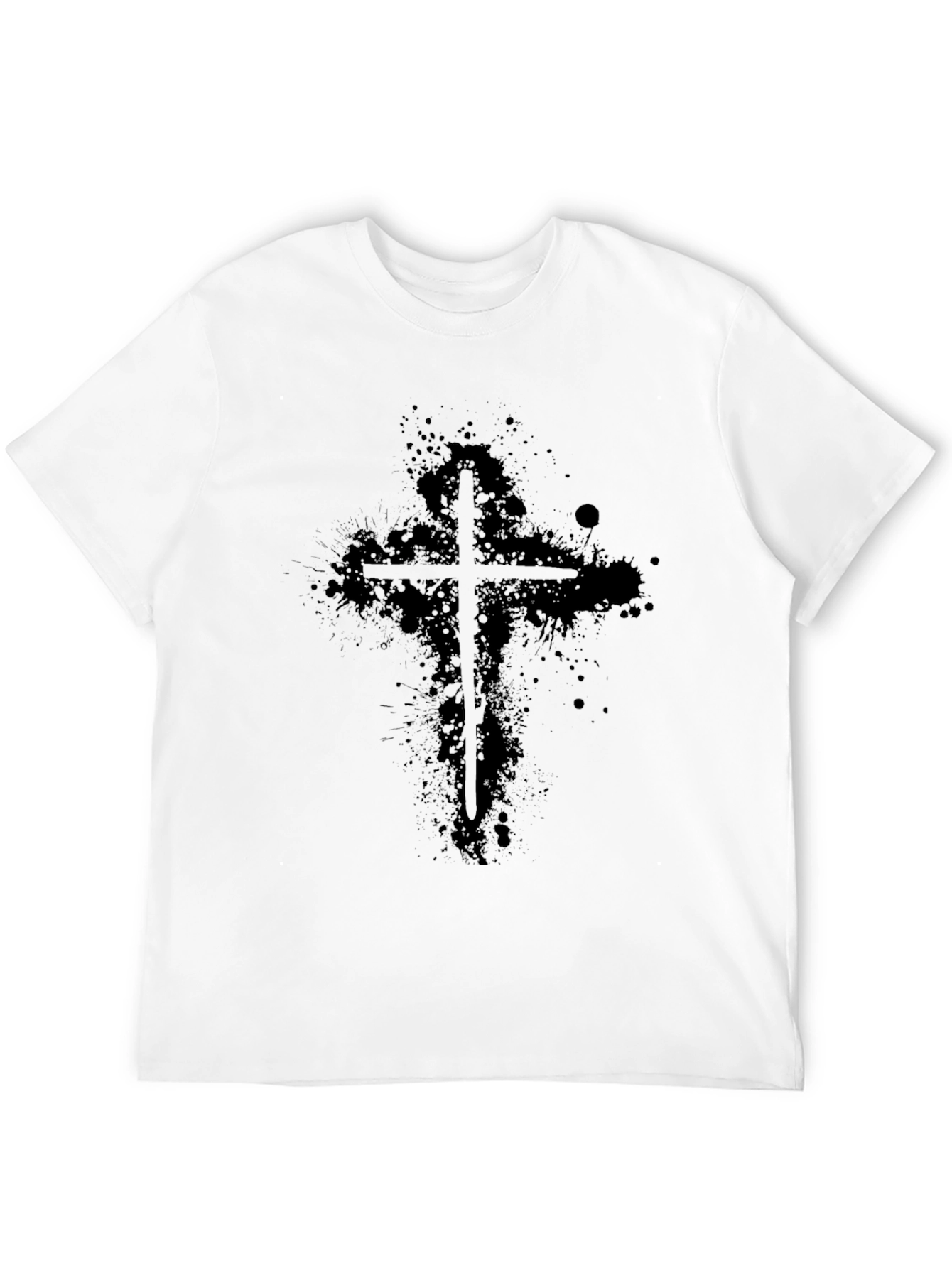 Grunge Cross Graphic Black T-Shirt