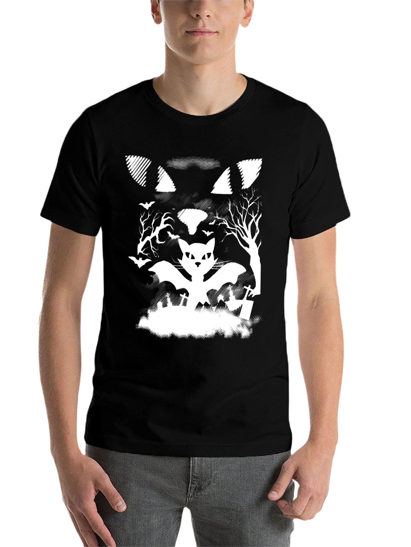 Halloween Cat Bat T-Shirt