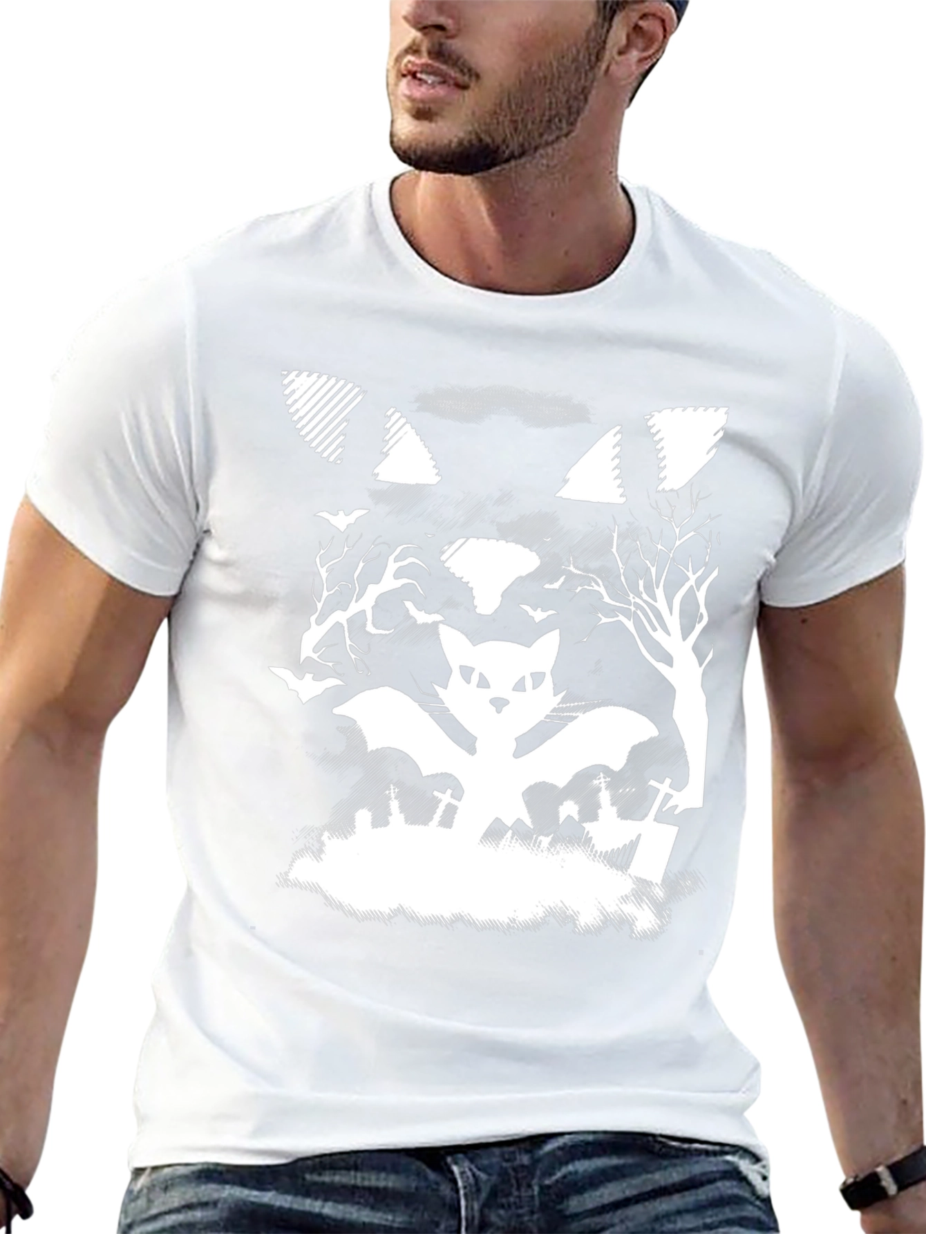 Halloween Cat Bat T-Shirt