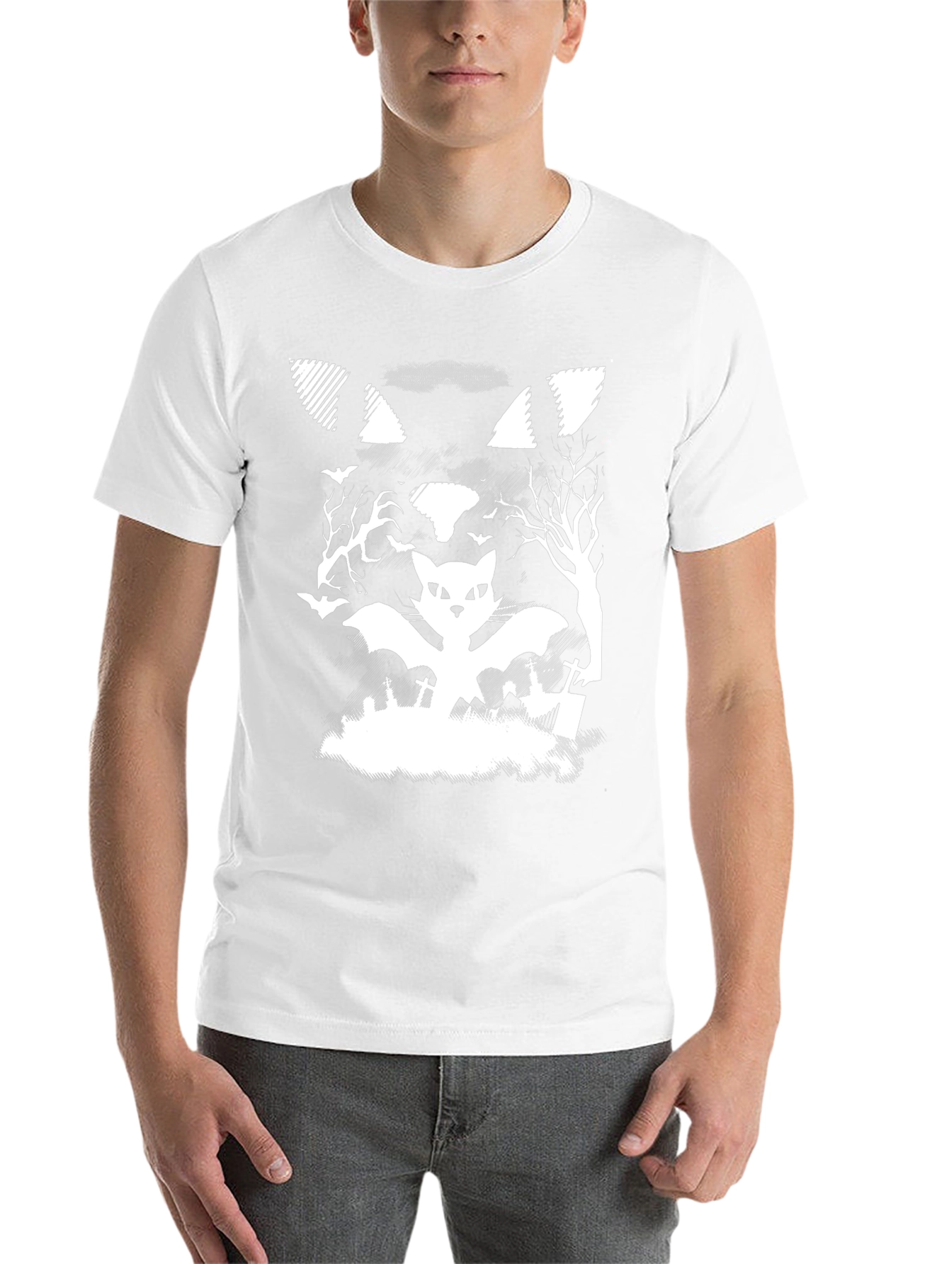 Halloween Cat Bat T-Shirt
