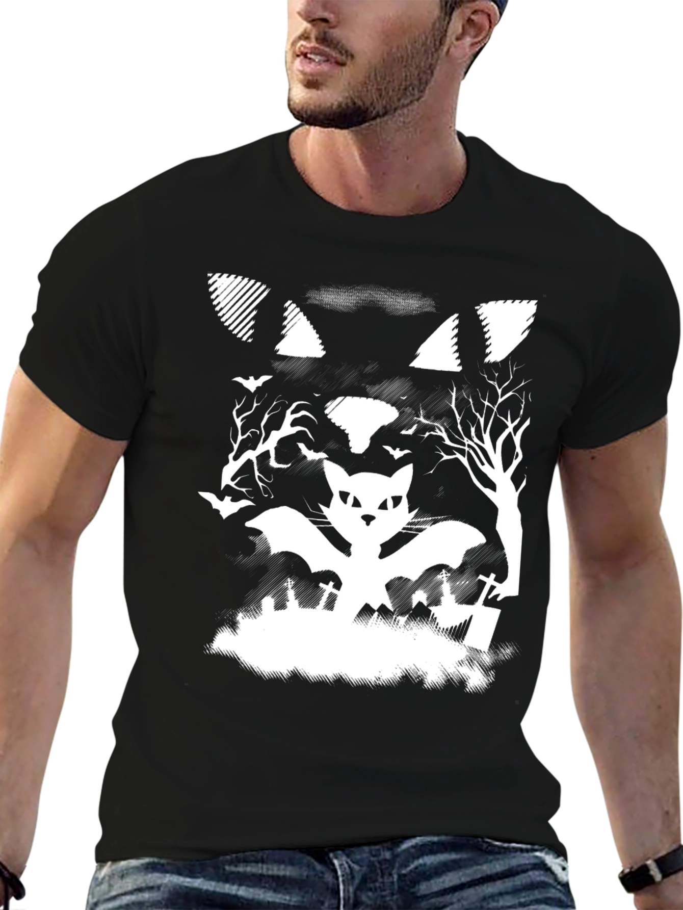 Halloween Cat Bat T-Shirt